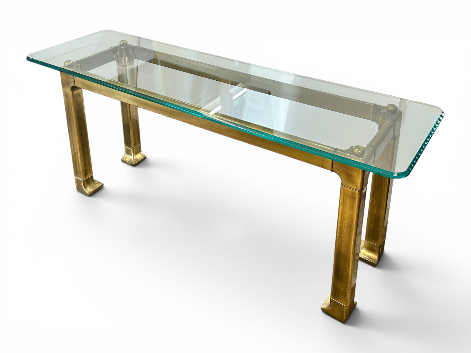 Vintage Mastercraft Brass & Glass Console Table. (1 of 11)