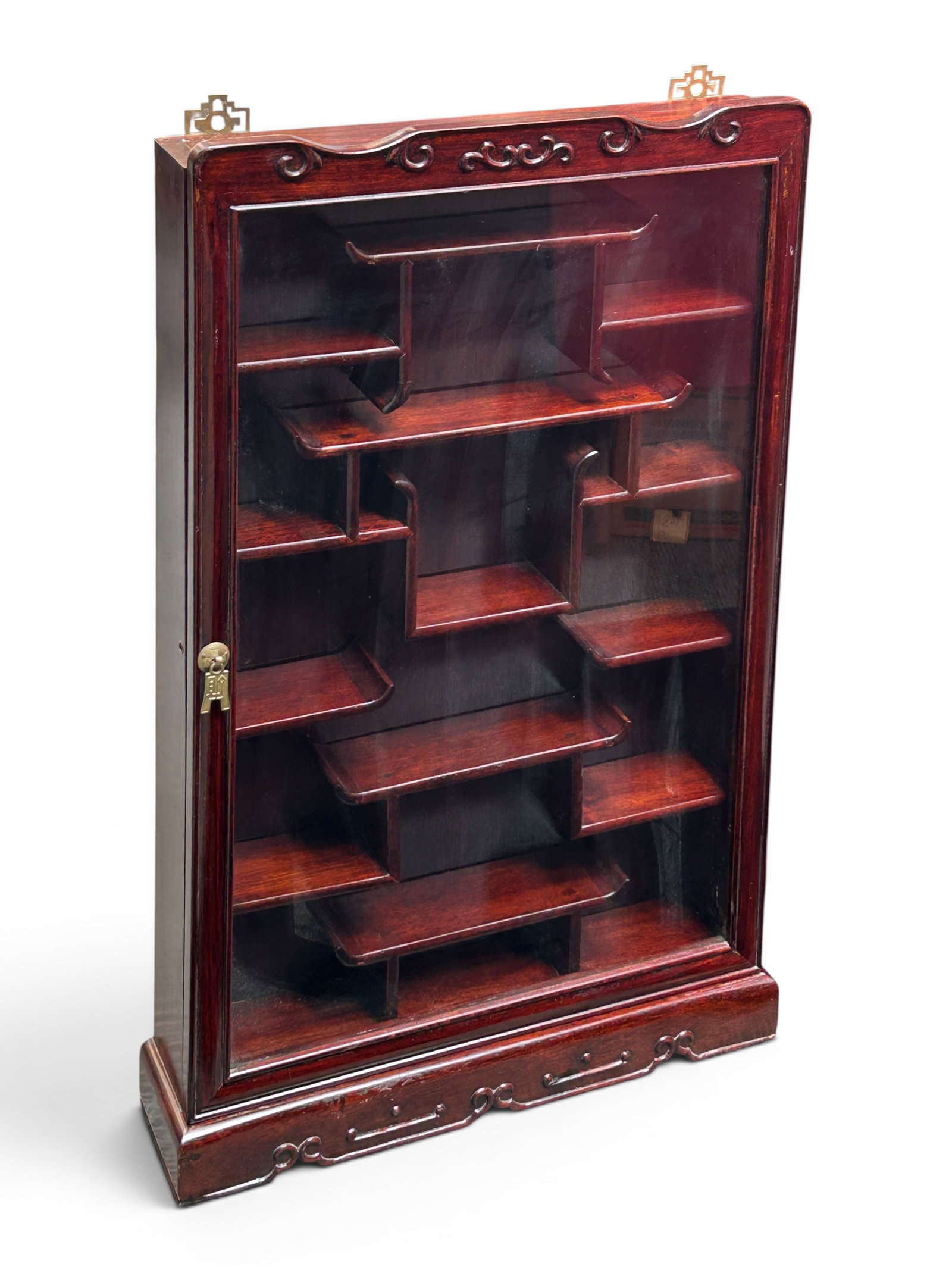 Chinese Rosewood Carved Display Wall Cabinet (1 of 12)