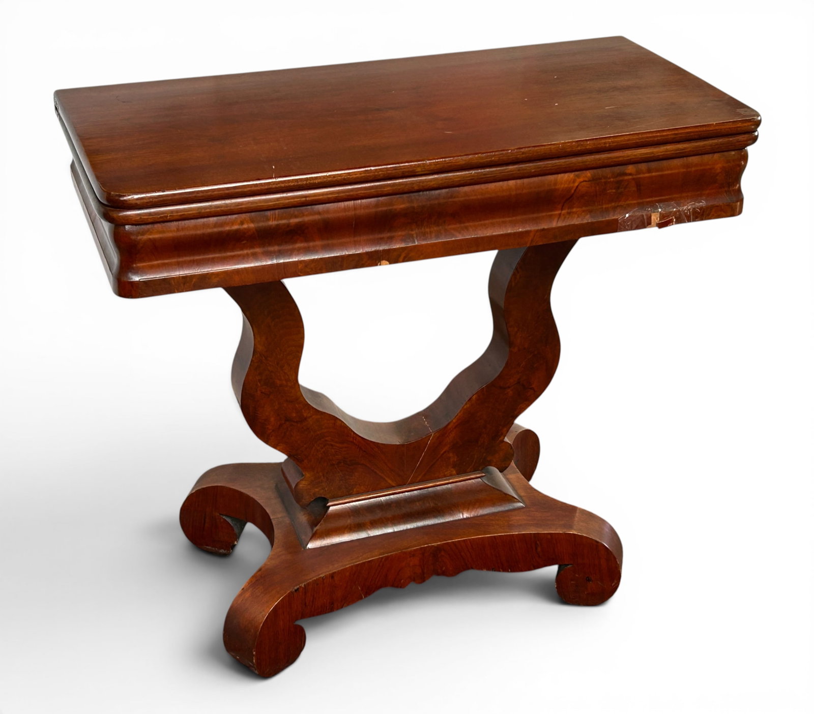 Empire Carved Flip Top Table w/ Pedestal Base. (1 of 16)