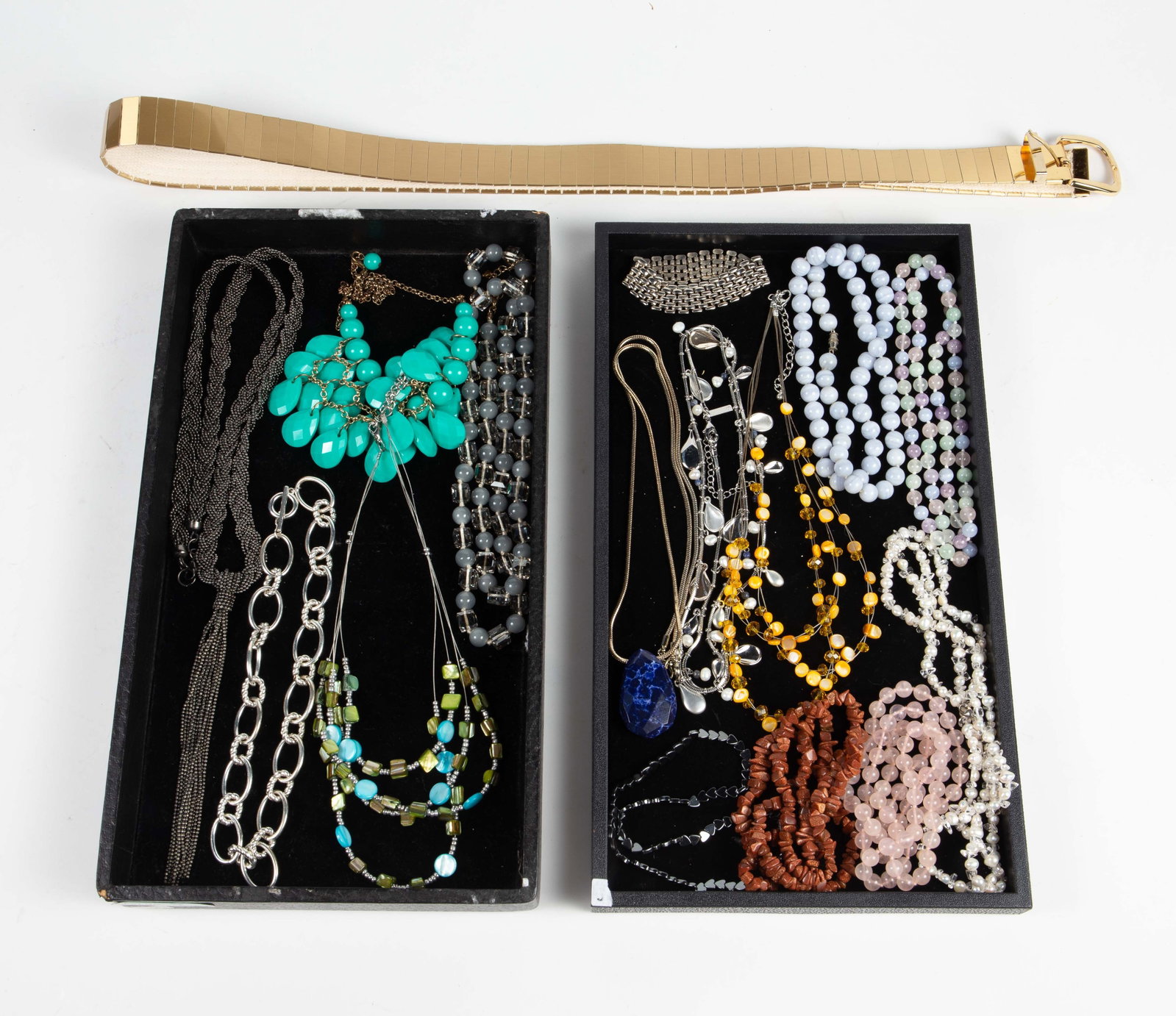 Lot Costume Necklaces - Pearl, Goldstone, Hematite (1 of 10)
