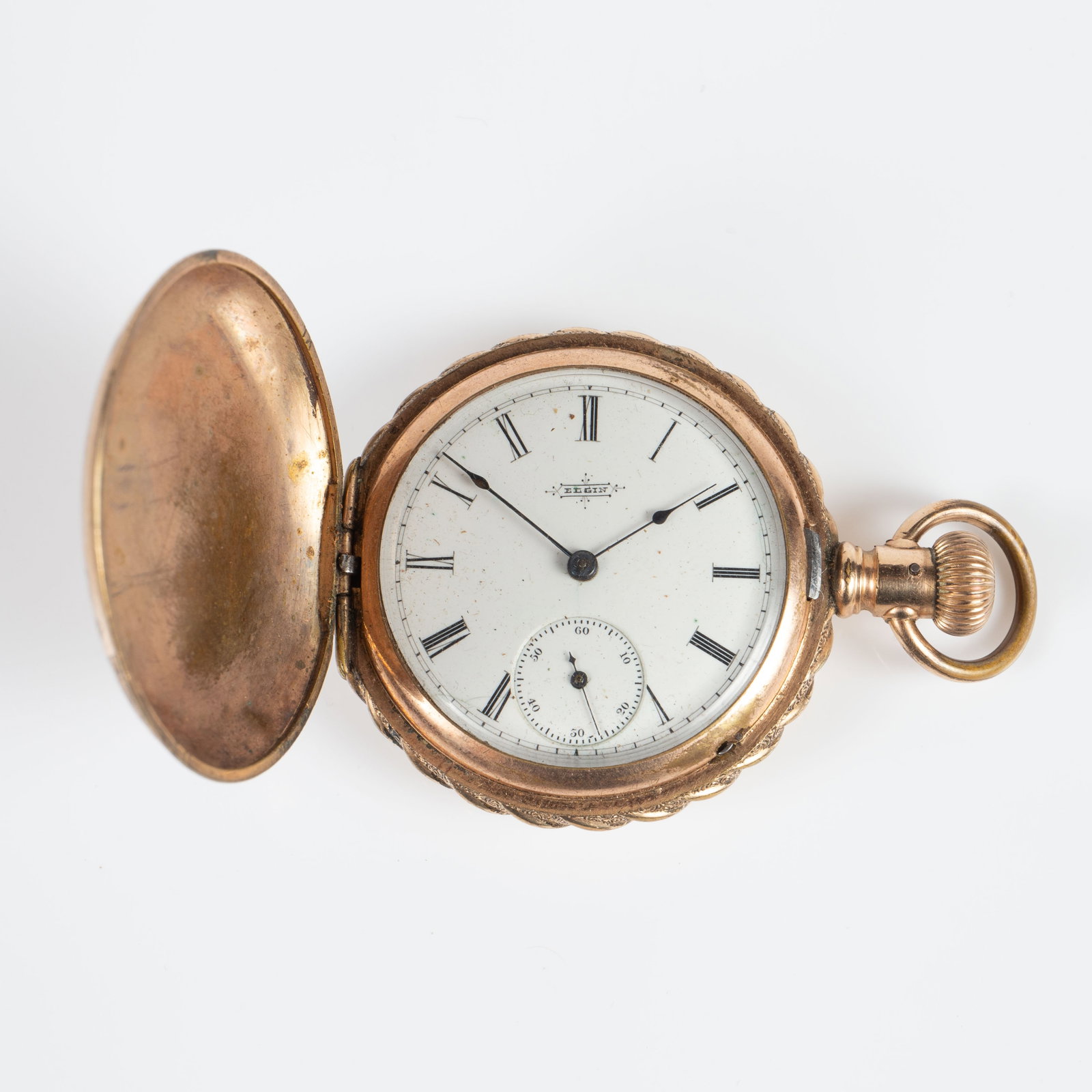 Elgin Etched Pocket Watch w/ 14K Gold Dust Cover. (1 of 5)