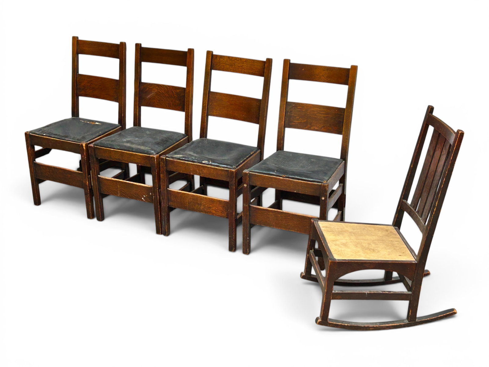 Gustav Stickley Rocker & 4 Stickley Bros Chairs. (1 of 16)
