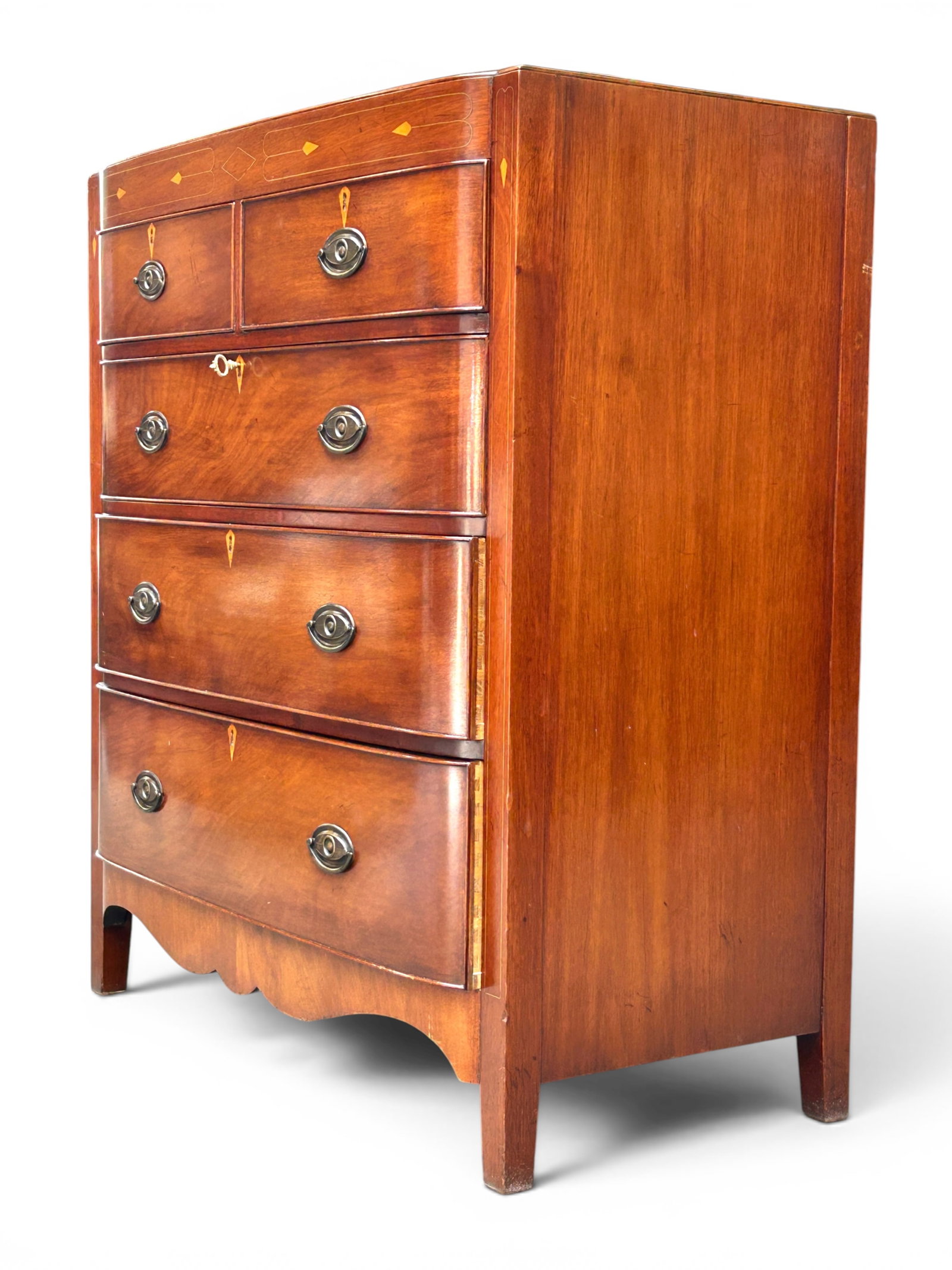 Mahogany Bow Front Chest. - 2
