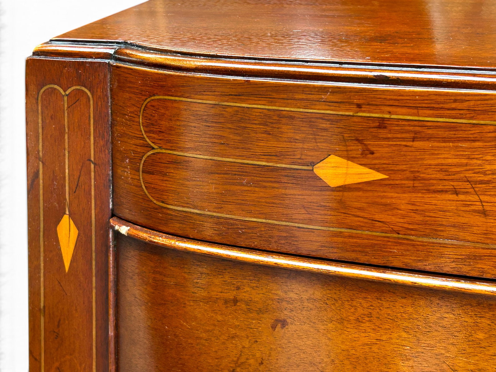 Mahogany Bow Front Chest. - 3