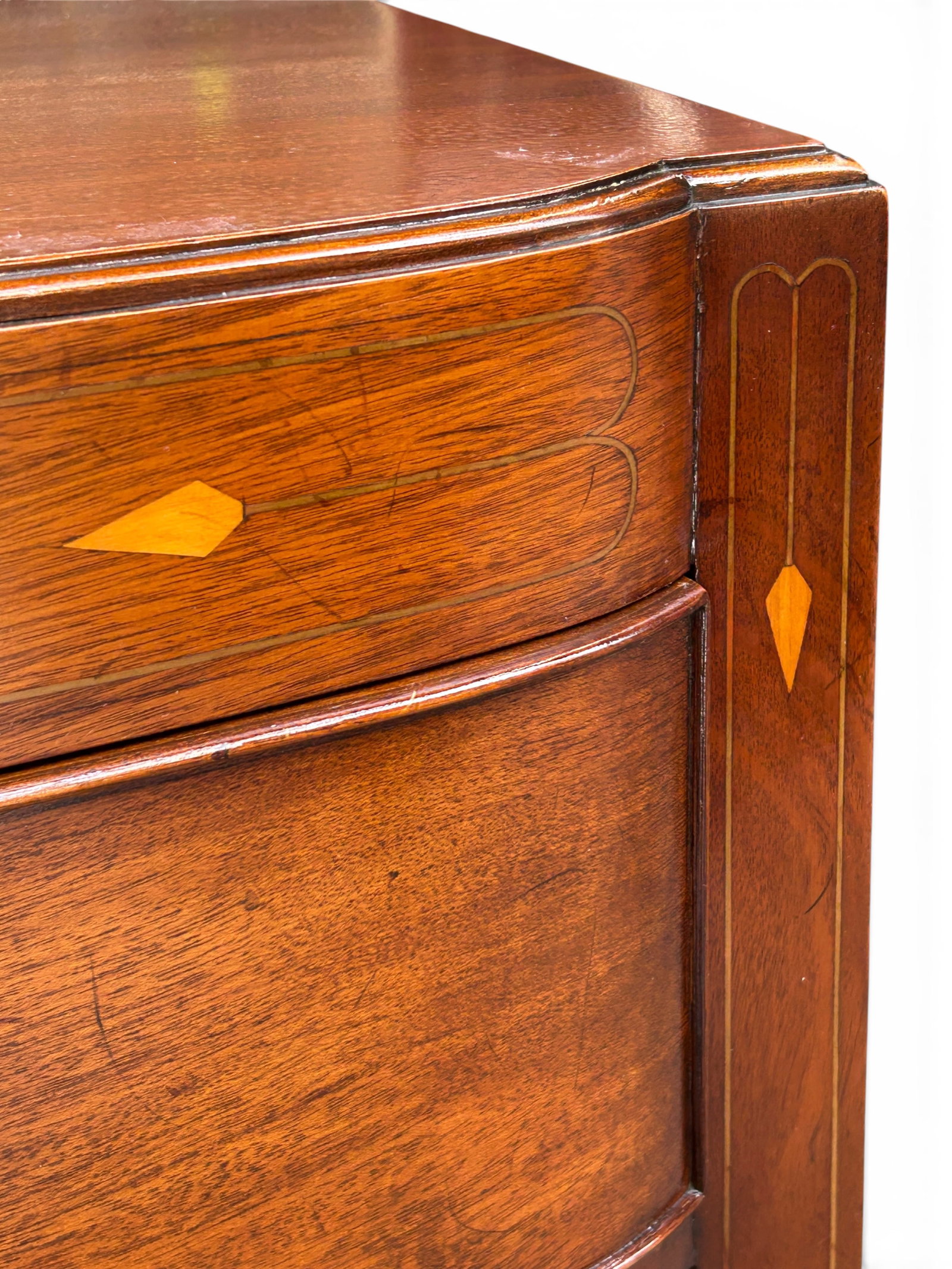 Mahogany Bow Front Chest. - 4