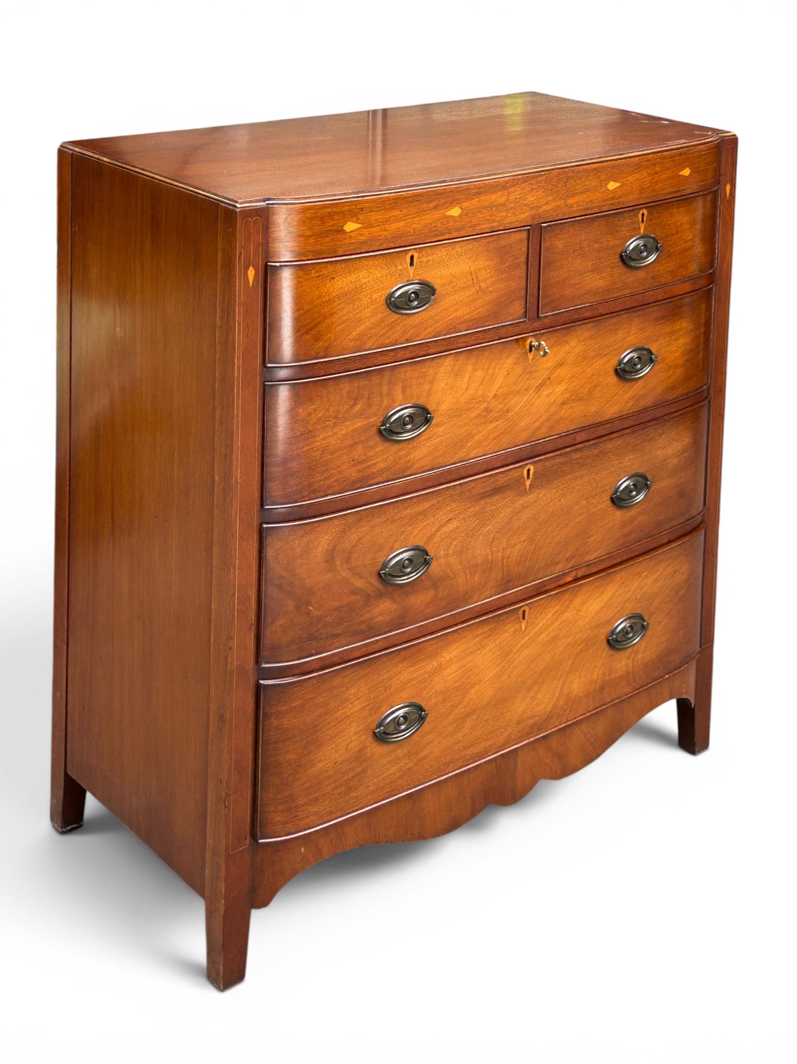 Mahogany Bow Front Chest. - 8