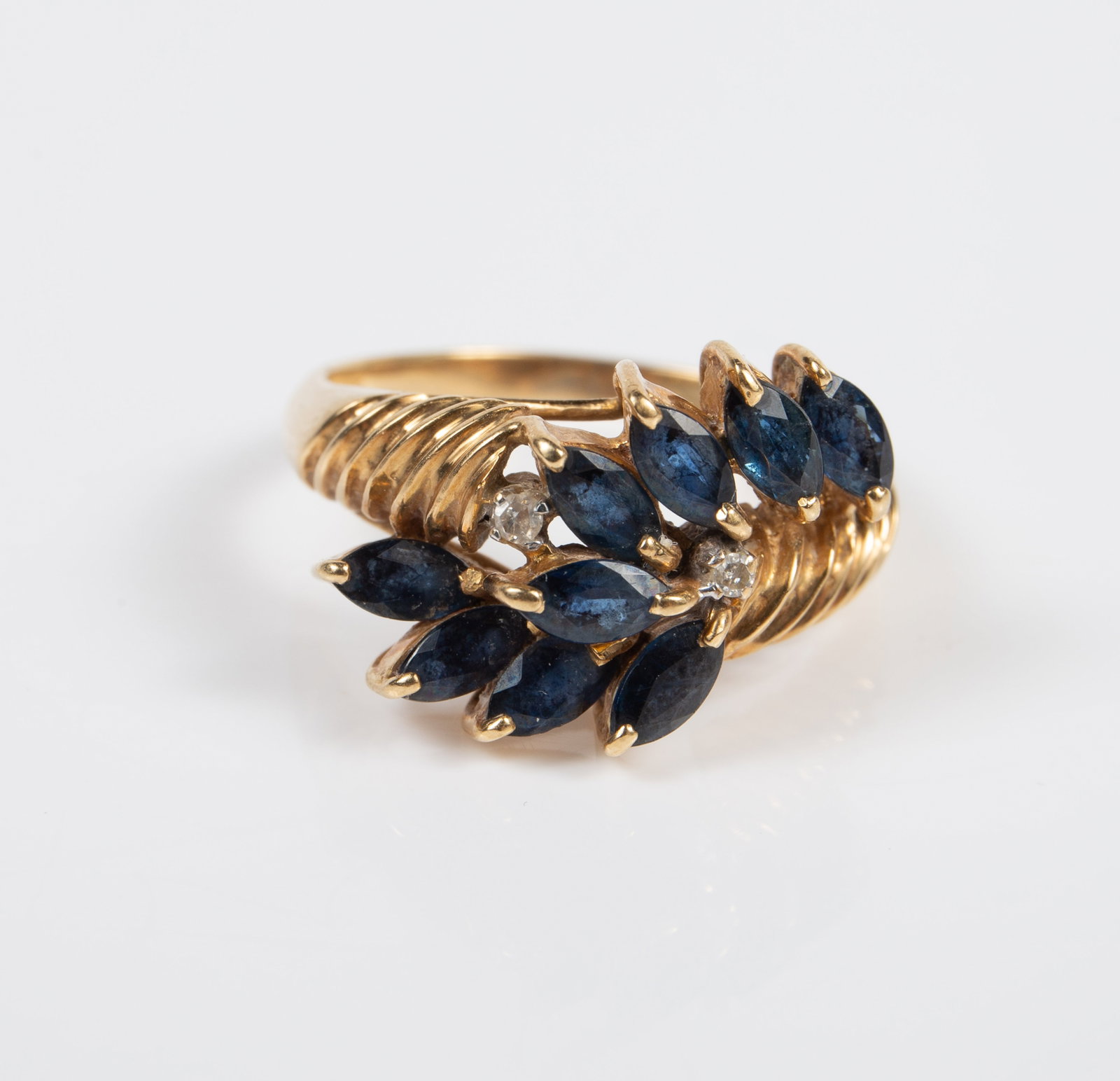 14K Yellow Gold, Sapphire & Diamond Ring. (1 of 4)