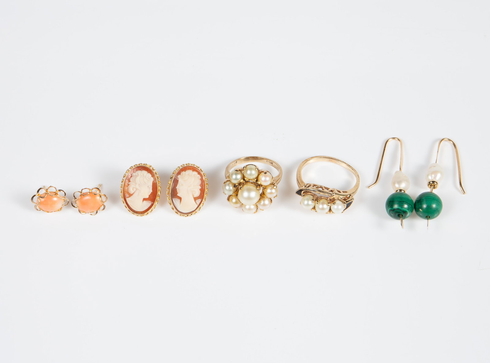 5 Pcs. Mostly 14K Gold Jewelry - Coral, Cameo, Etc (1 of 8)