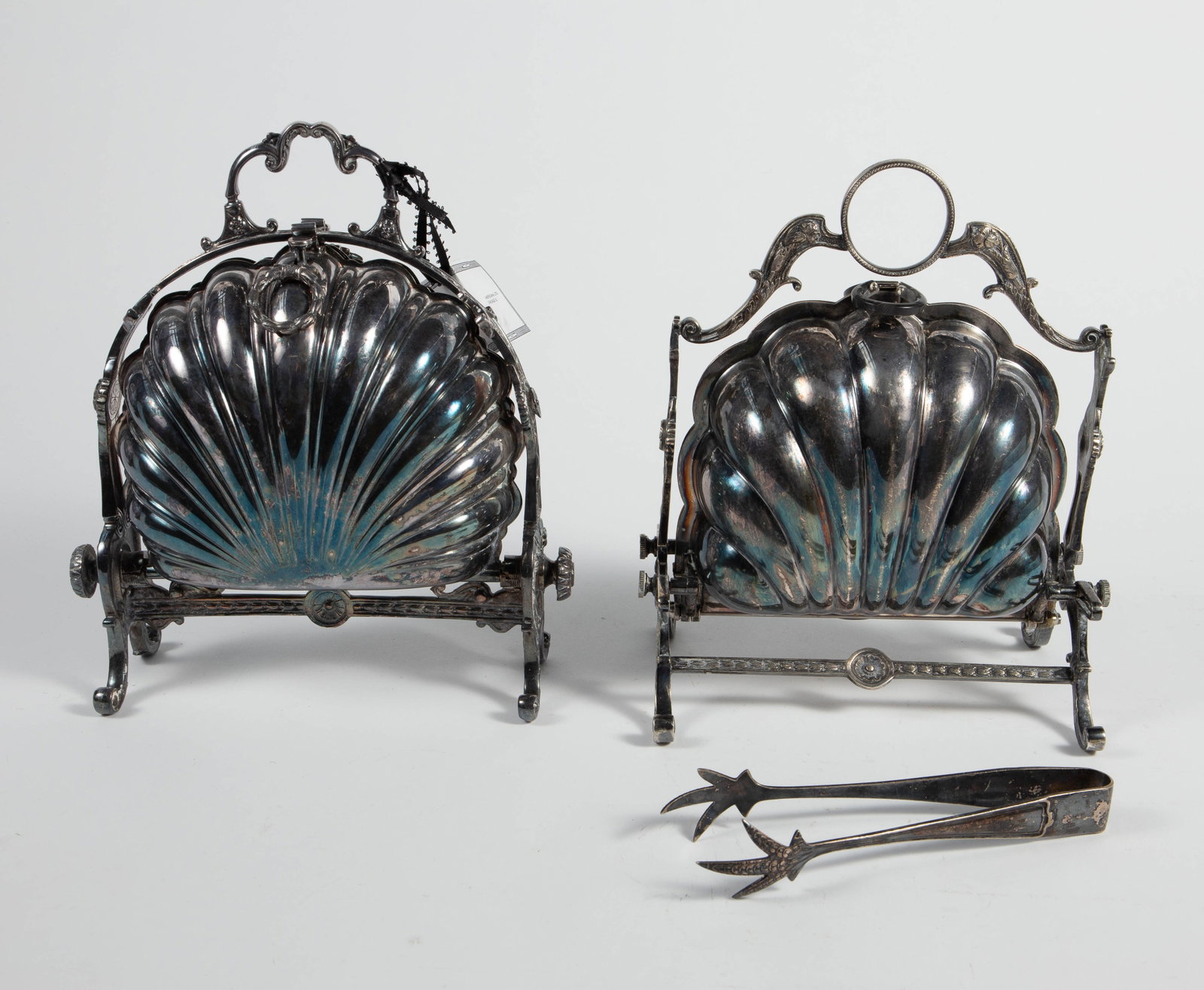 Lot of 2 Victorian Silverplated Folding Bun Wamers (1 of 6)