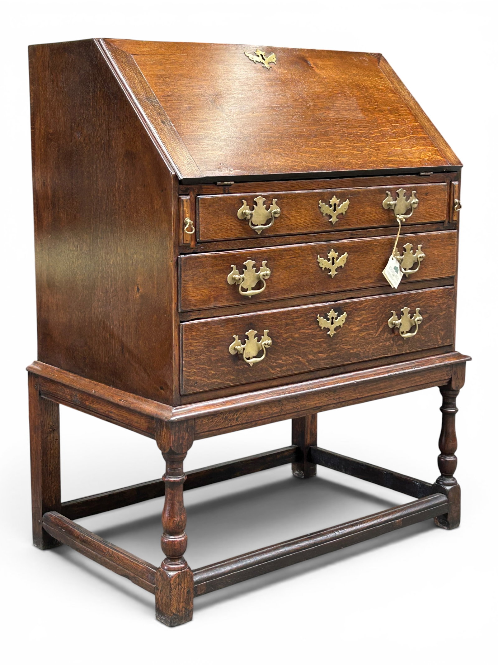 English Oak Chippendale Dropfront Desk on Stand. (1 of 14)