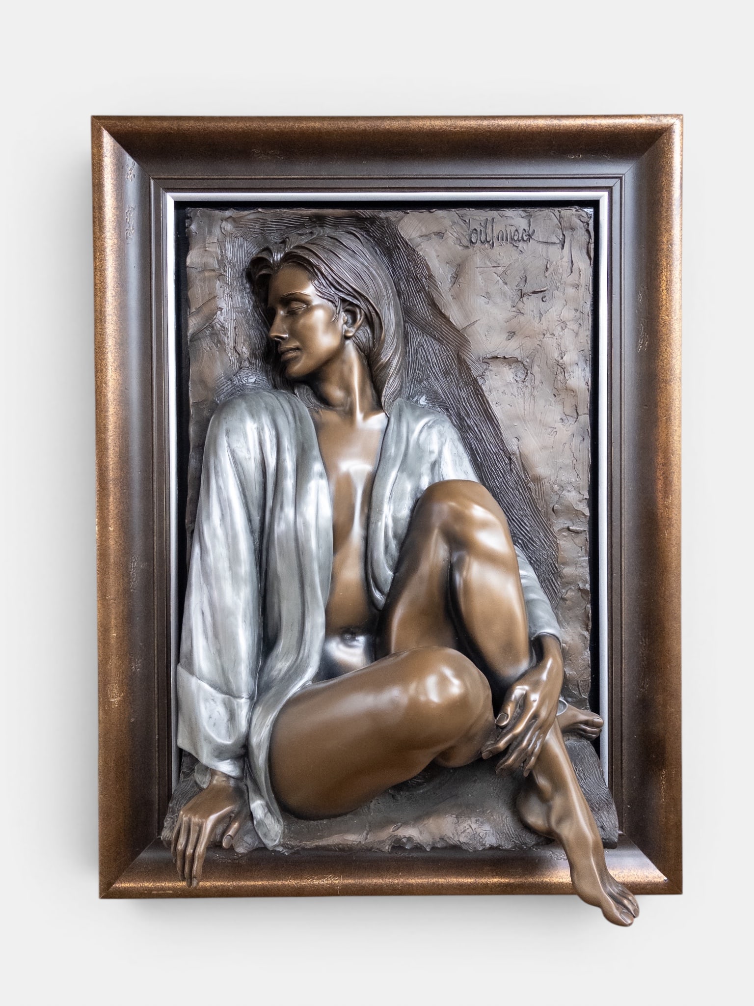 Bill Mack "Dimensional Adorned" Relief Sculpture.: This wall hanging relief sculpture by Bill Mack (B. 1949) is titled "Dimensional Adorned", and was first produced in the year 2000. The mixed media piece is made with a "bonded bronze" process, with a