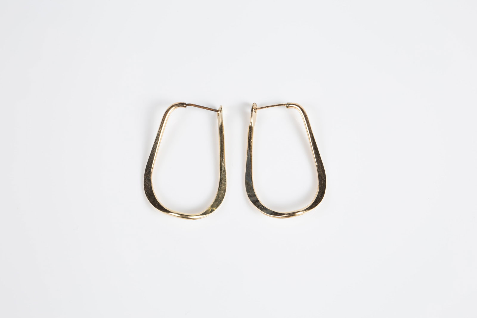 Pr. 14K Yellow Gold Asymmetrical Hoop Earrings. (1 of 5)