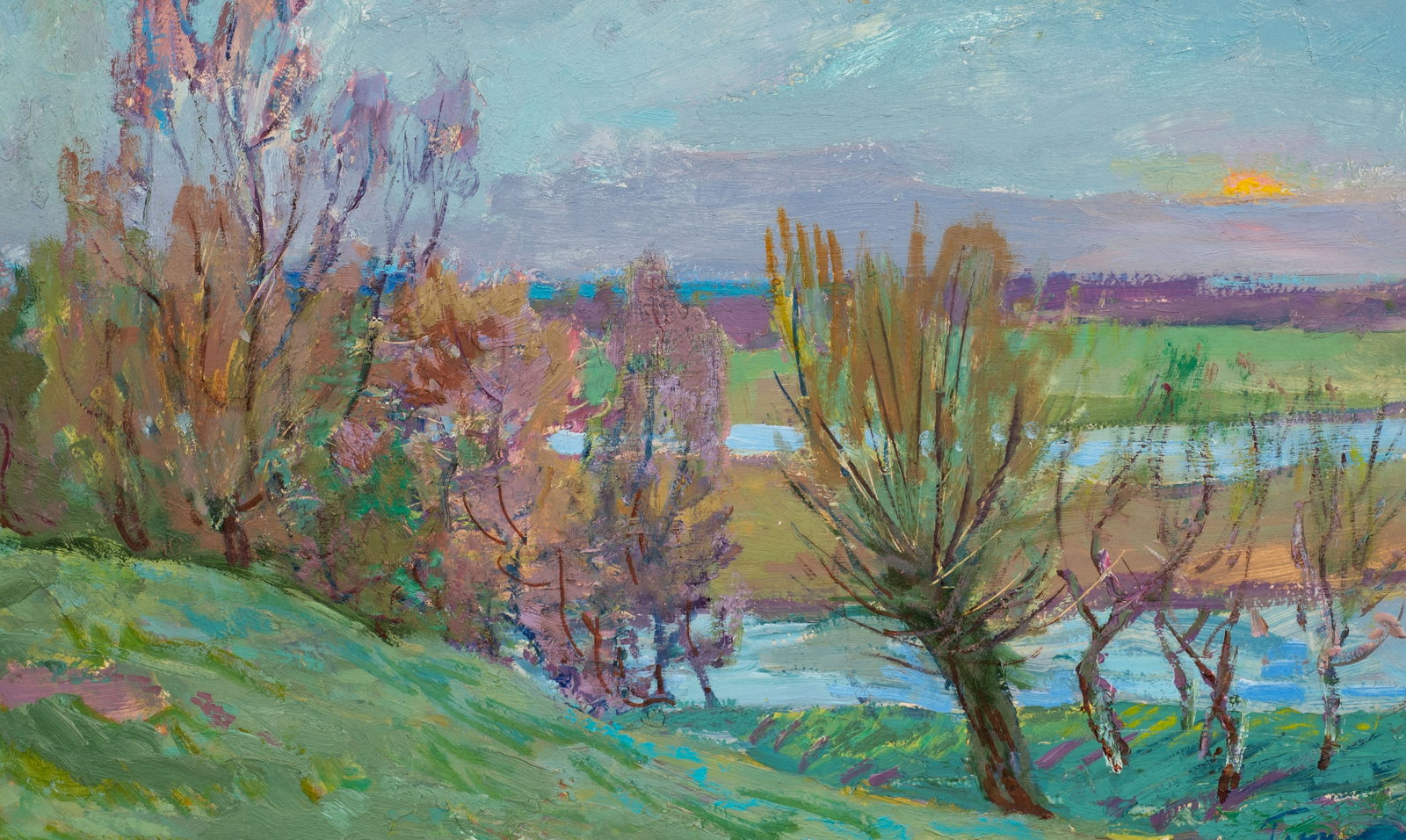 Impressionist Landscape, Nicolas Gloutchenko.: Artist(s): Nicolas Petrovitch Gloutchenko, aka Nikolai Glushchenko (Ukrainian, 1901-1977). Medium: Oil painting on board. Signature(s): Illegibly, lower right. Paperwork/Provenance: N/A Condition: Min