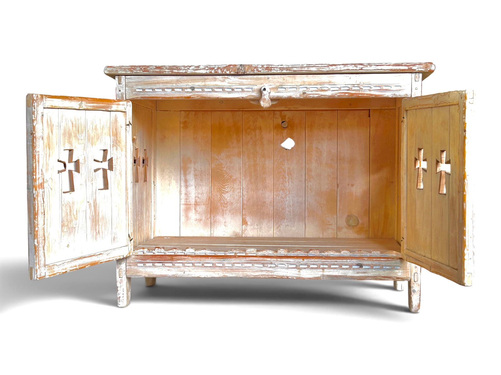 Rustic Whitewashed Pine Wood Dining Set, 7 Pcs. - 10