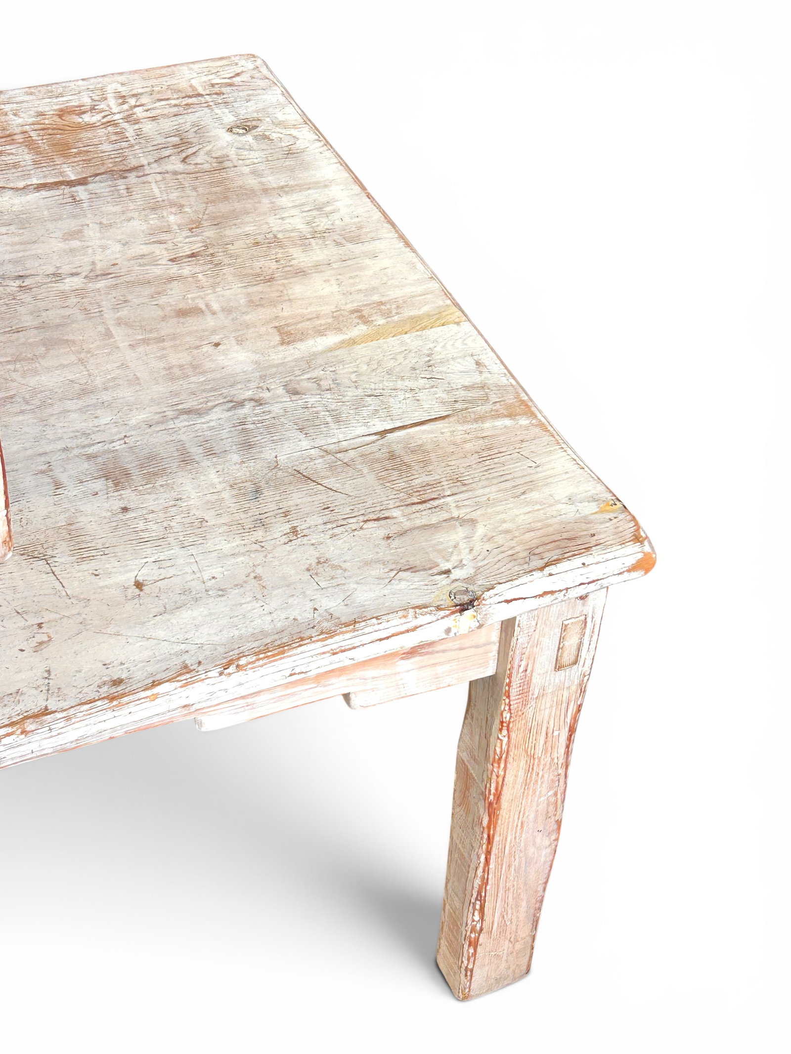 Rustic Whitewashed Pine Wood Dining Set, 7 Pcs. - 15