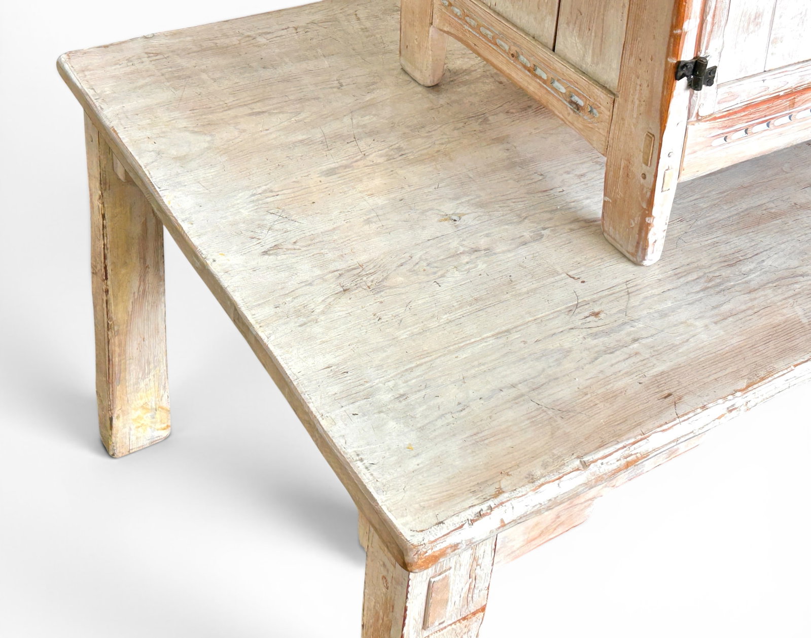 Rustic Whitewashed Pine Wood Dining Set, 7 Pcs. - 16