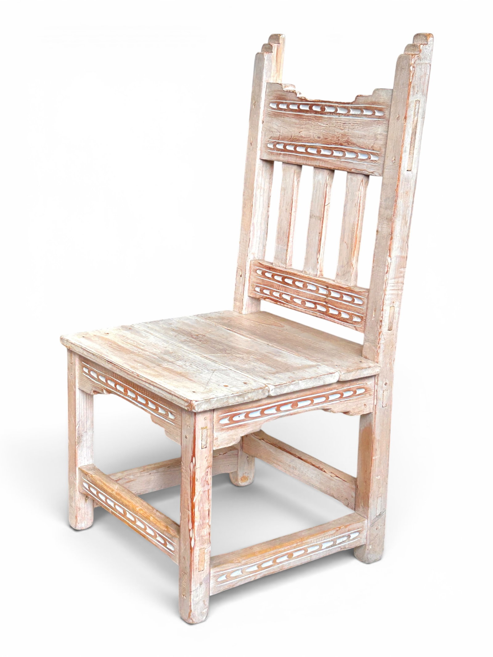 Rustic Whitewashed Pine Wood Dining Set, 7 Pcs. - 17