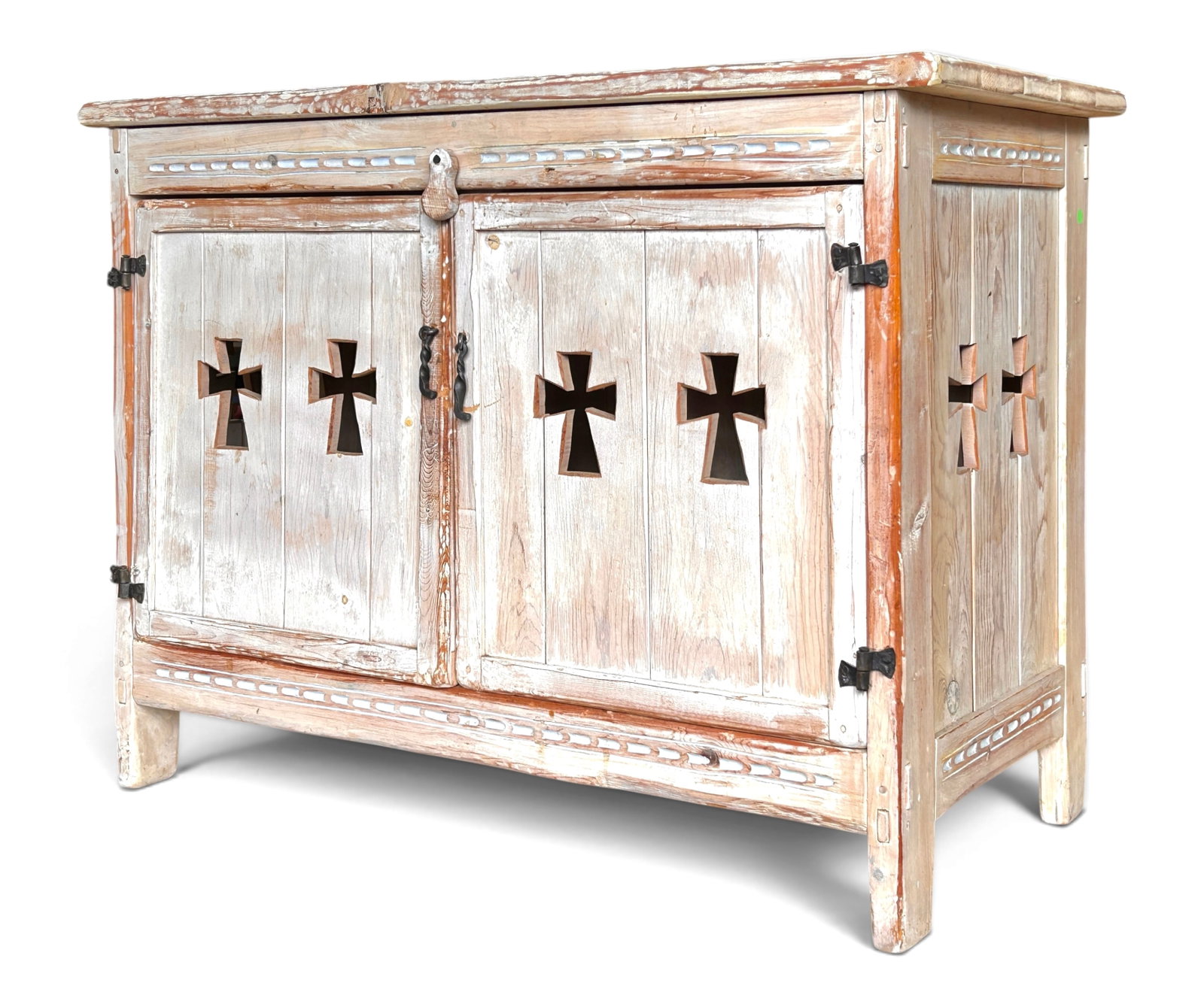 Rustic Whitewashed Pine Wood Dining Set, 7 Pcs. - 4