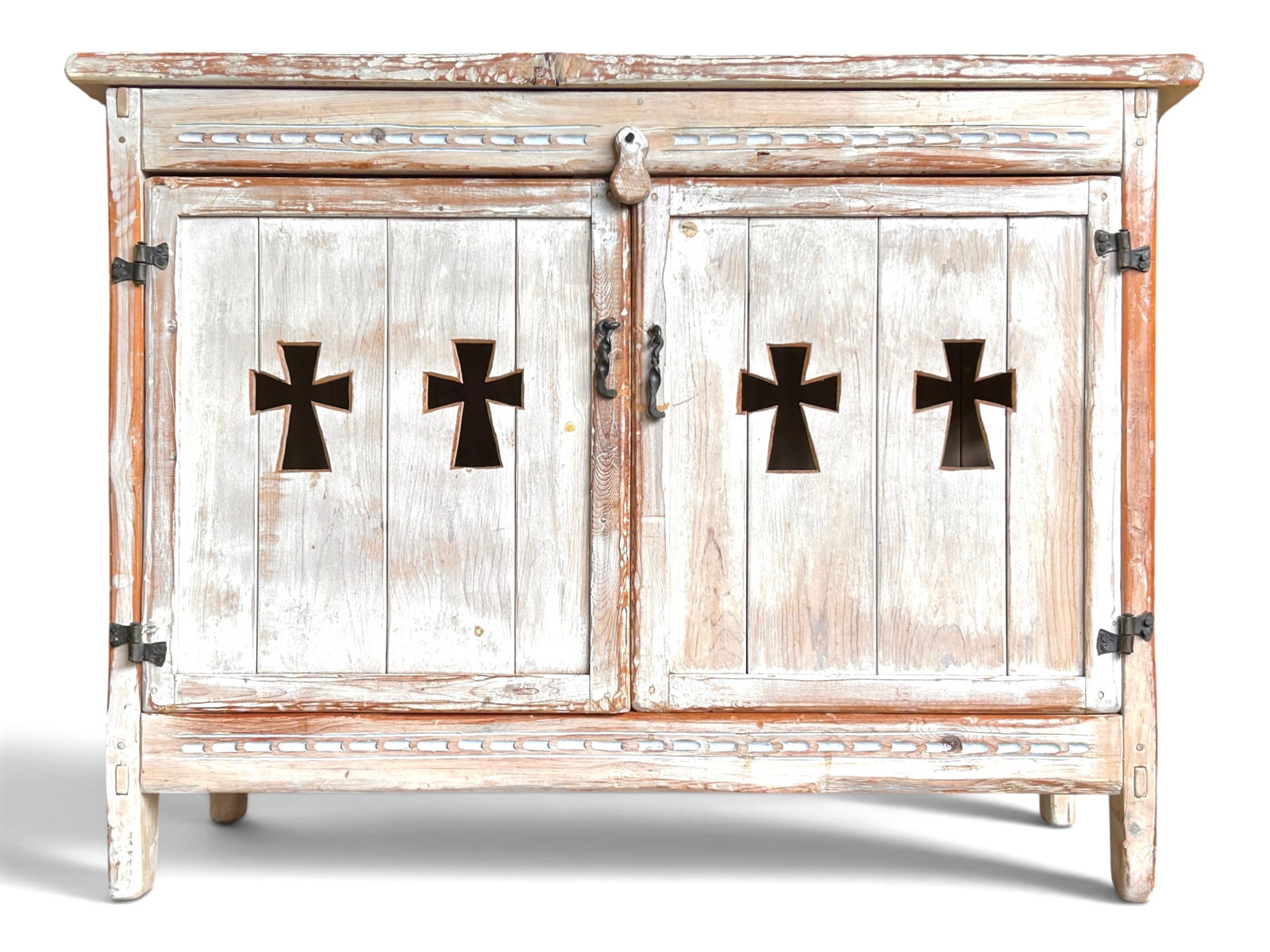 Rustic Whitewashed Pine Wood Dining Set, 7 Pcs. - 5