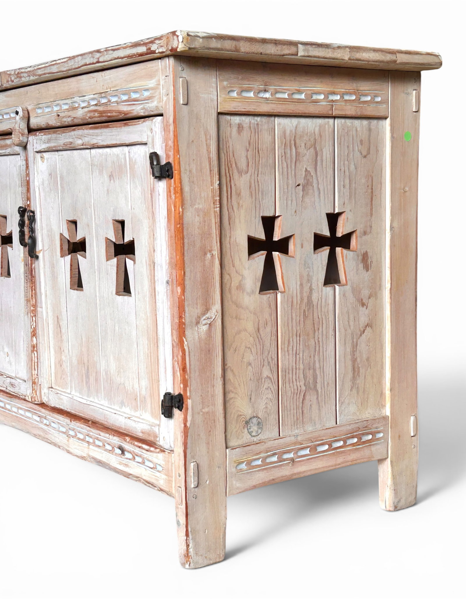 Rustic Whitewashed Pine Wood Dining Set, 7 Pcs. - 8