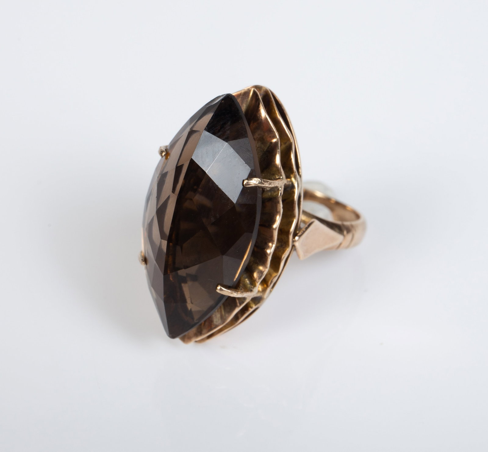 14K Gold Smoky Quartz Marquis Cocktail Ring. (1 of 5)