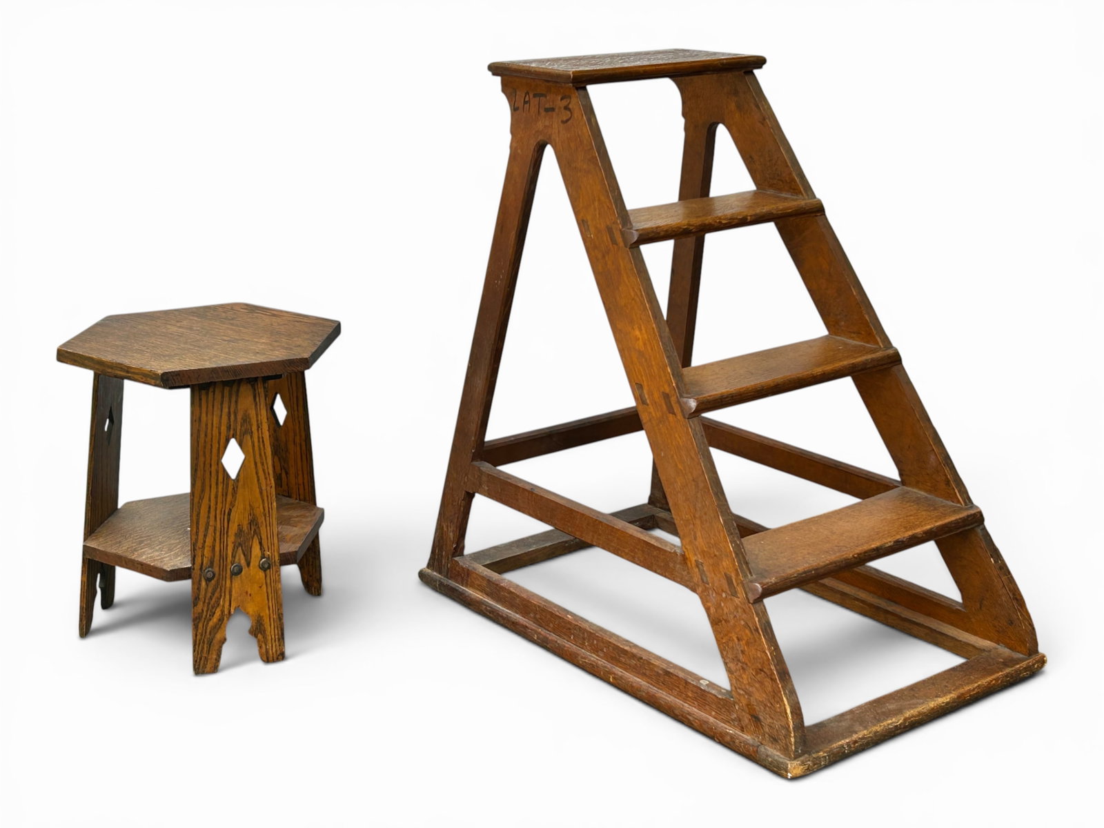 Antique French Library Ladder, Arts & Crafts Stool (1 of 15)