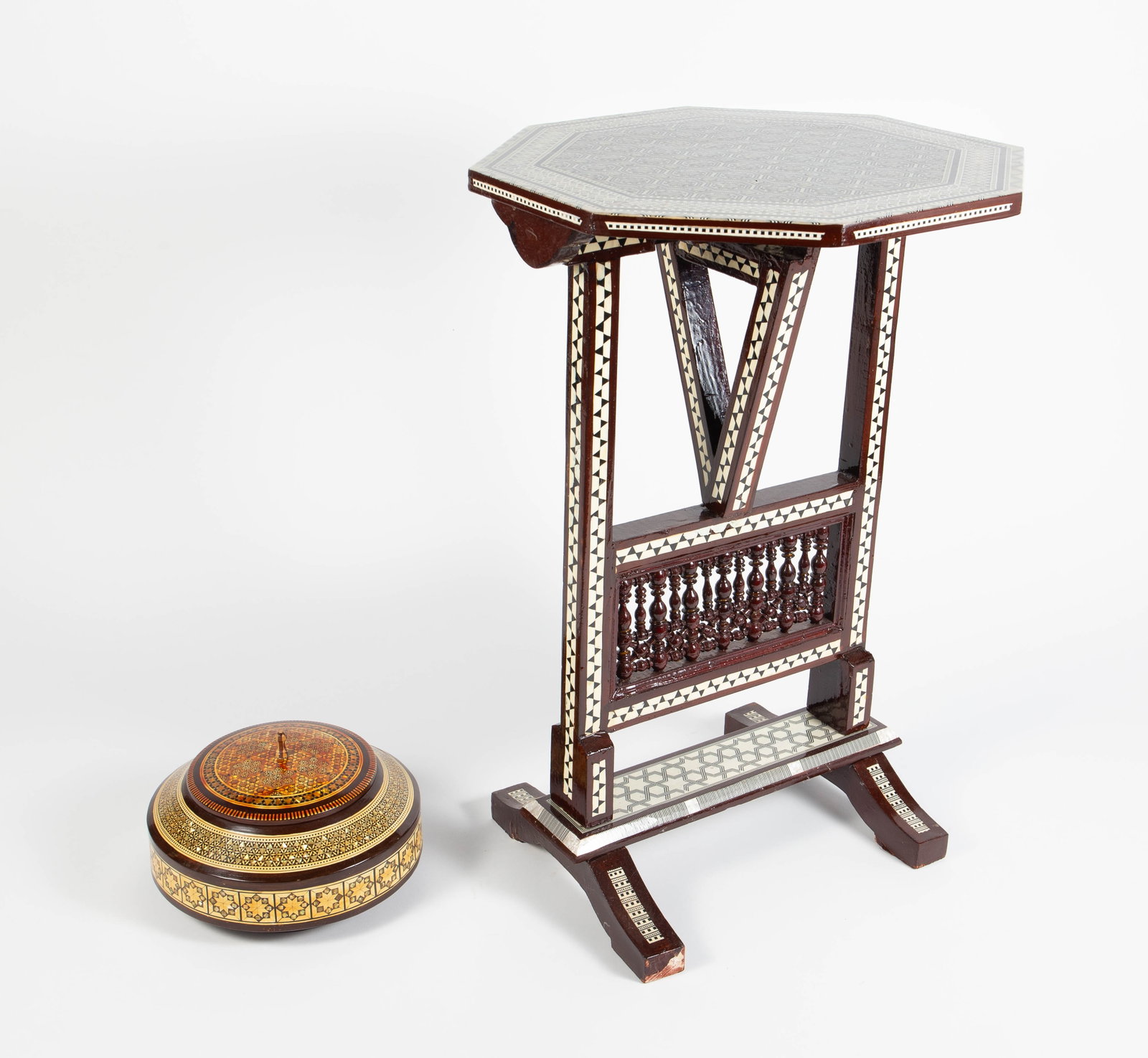 Egyptian Inlaid Tilt Top Table & Persian Box (1 of 10)