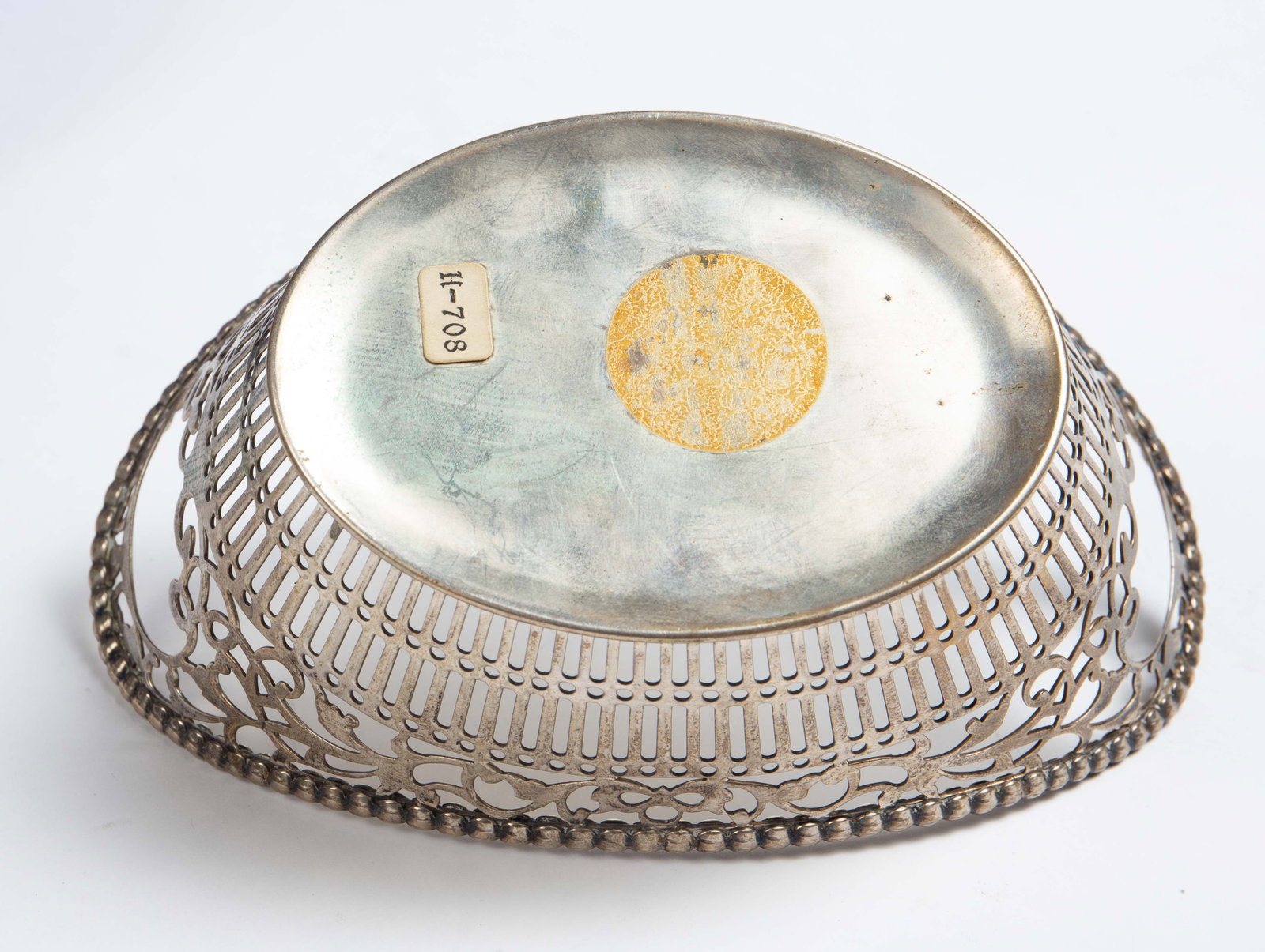 2 Silver Baskets w/ Cobalt Glass Inserts. - 7