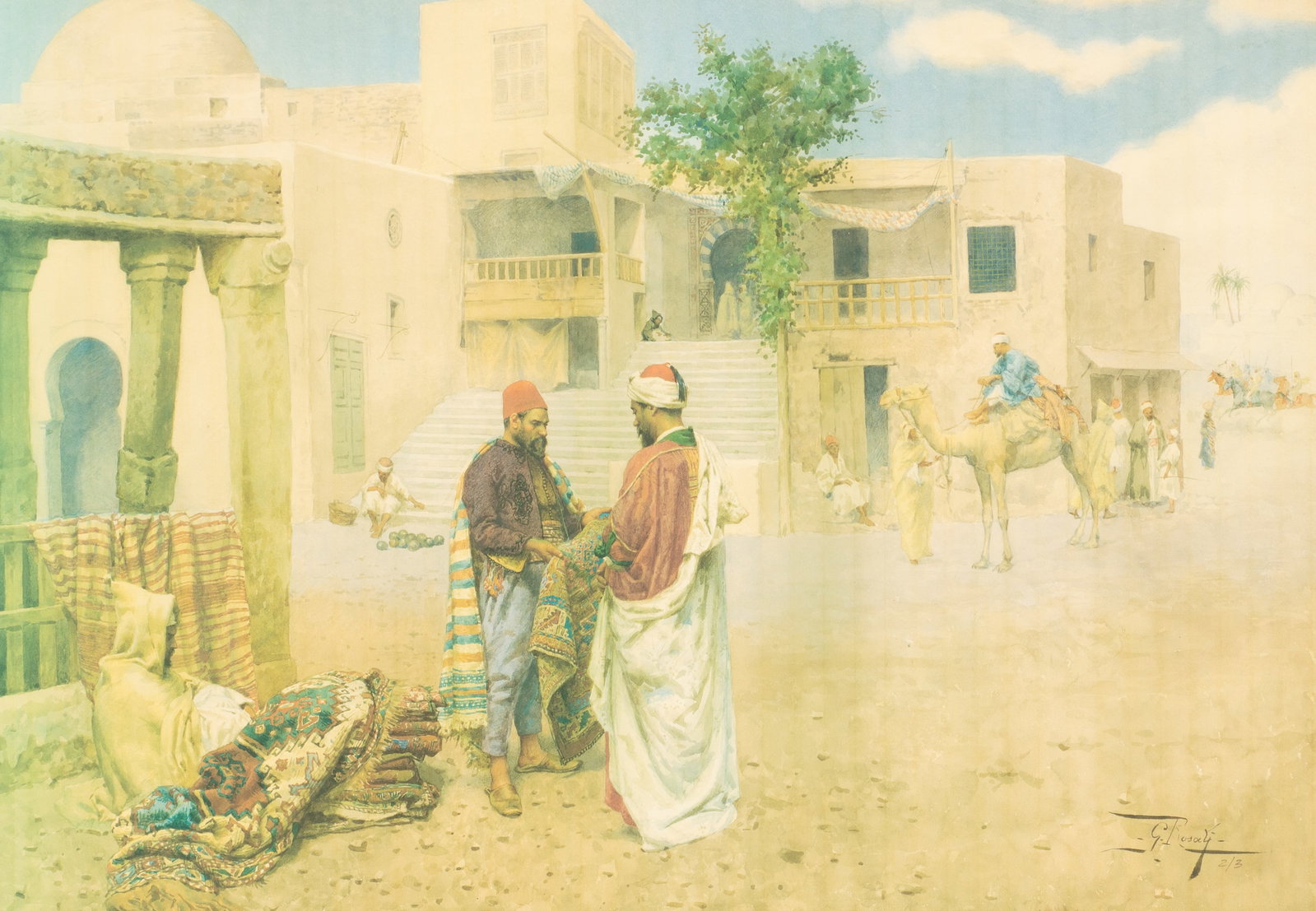 Rug Merchant, Lithograph After Giulio Rosati. (1 of 5)