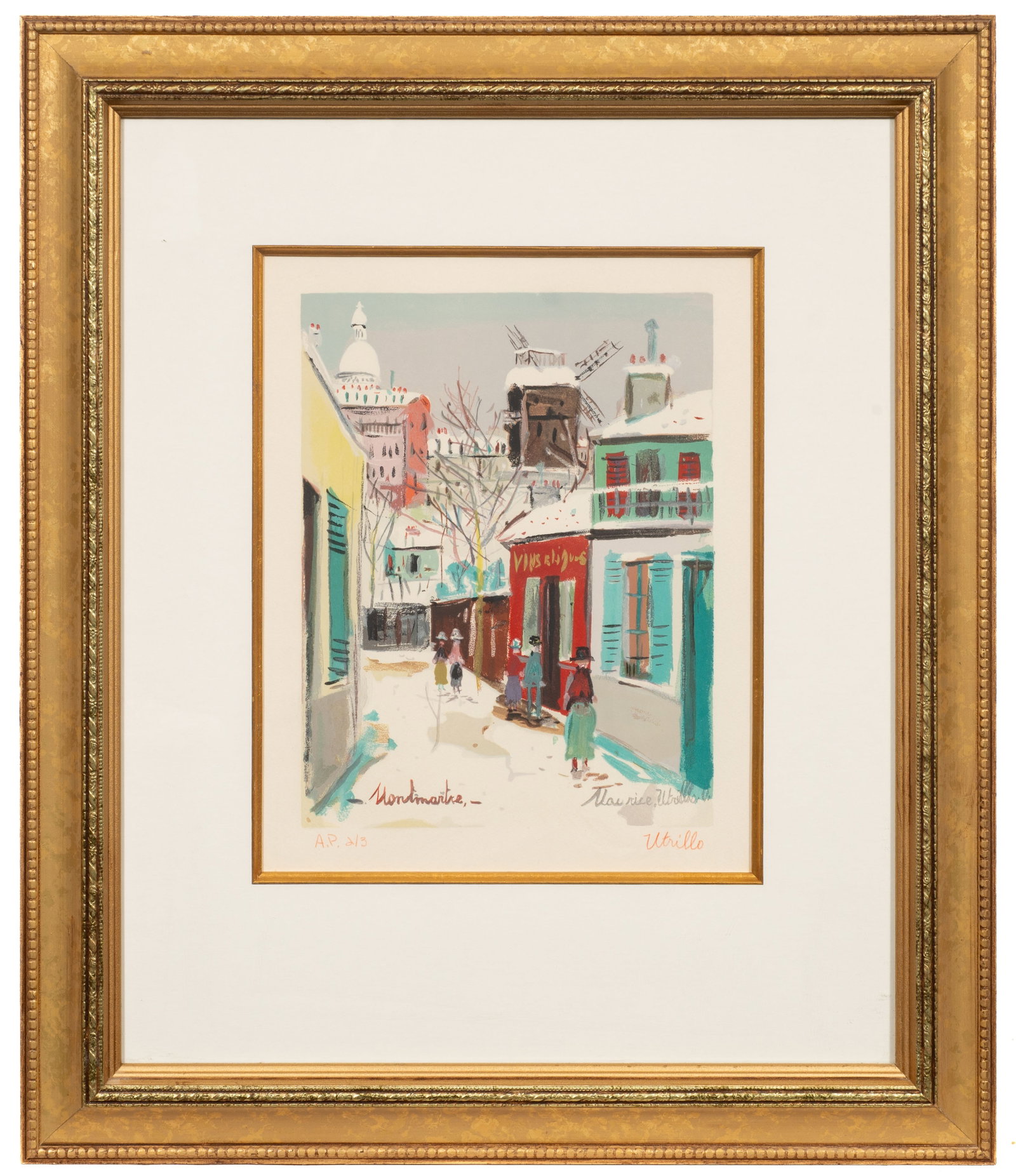 Montmartre, Street Scene Litho, Maurice Utrillo.: Artist(s): Maurice Utrillo (French, 1883-1955). Medium: Lithograph in colors. Signature(s): Signed and numbered (Artist Proof 2/3) in its lower margin Paperwork/Provenance: N/A Condition: No visible