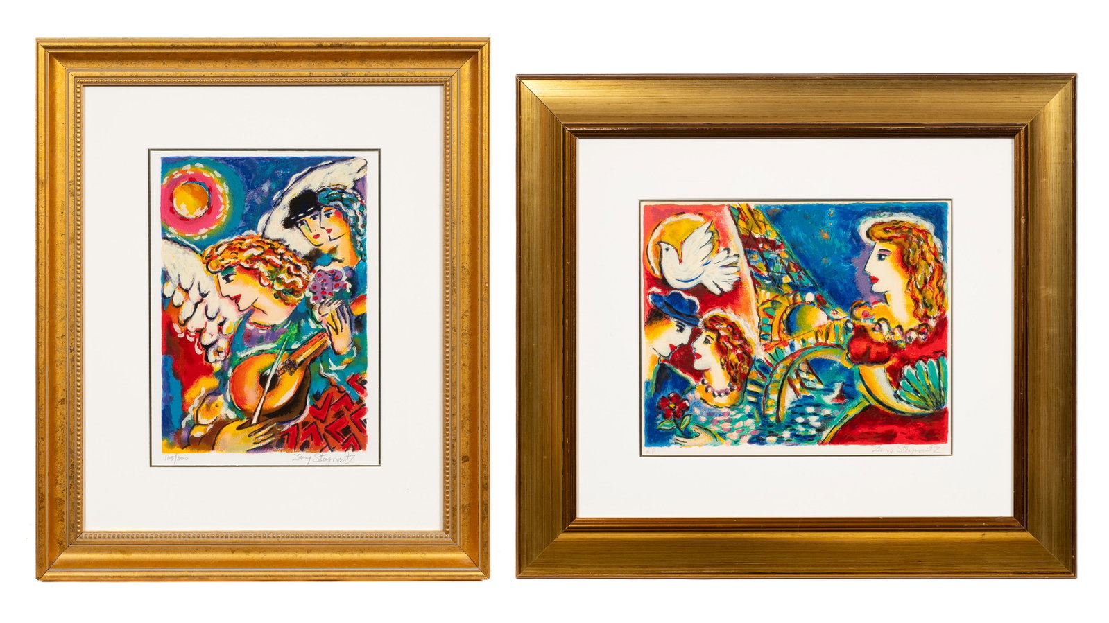 Lot of Two Screenprints by Zamy Steynovitz.: Artist(s): Zamy Steynovitz (Polish, 1951-2000). Medium: Screenprints in colors. Signature(s): Each are pencil signed and numbered in their lower margins. One is an artist proof. Paperwork/Provenance: 