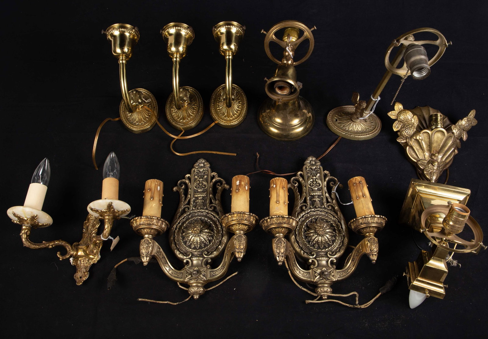 Lot of Brass, Bronze, and Iron Wall Sconces. (1 of 8)