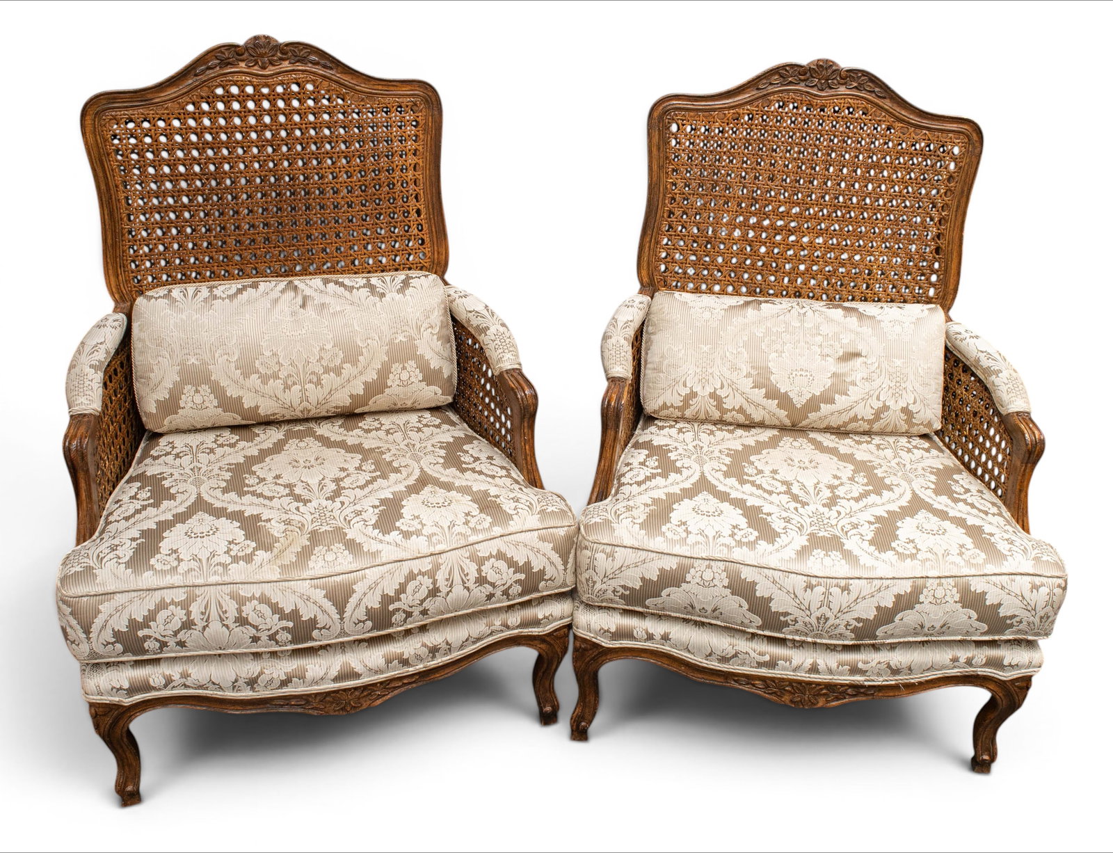 Pair of French Carved Bergere Chairs. (1 of 7)