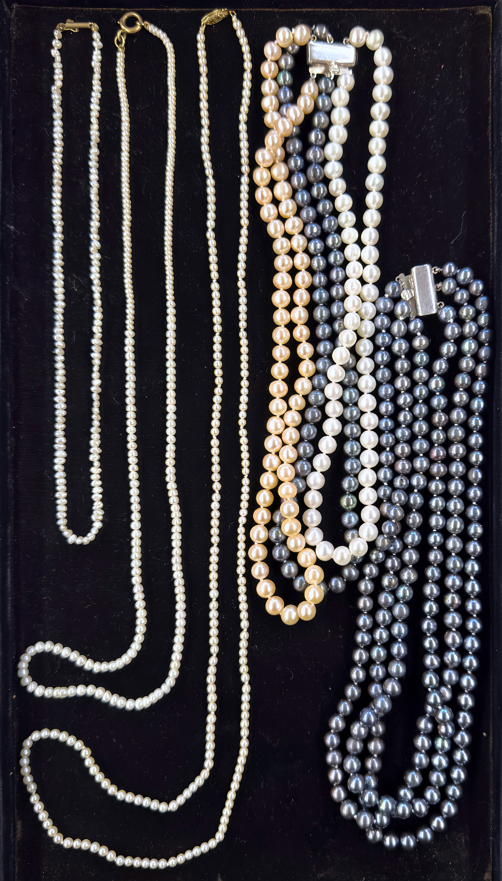 5 Pearl Necklaces - 14K Gold & Sterling Clasps. (1 of 3)