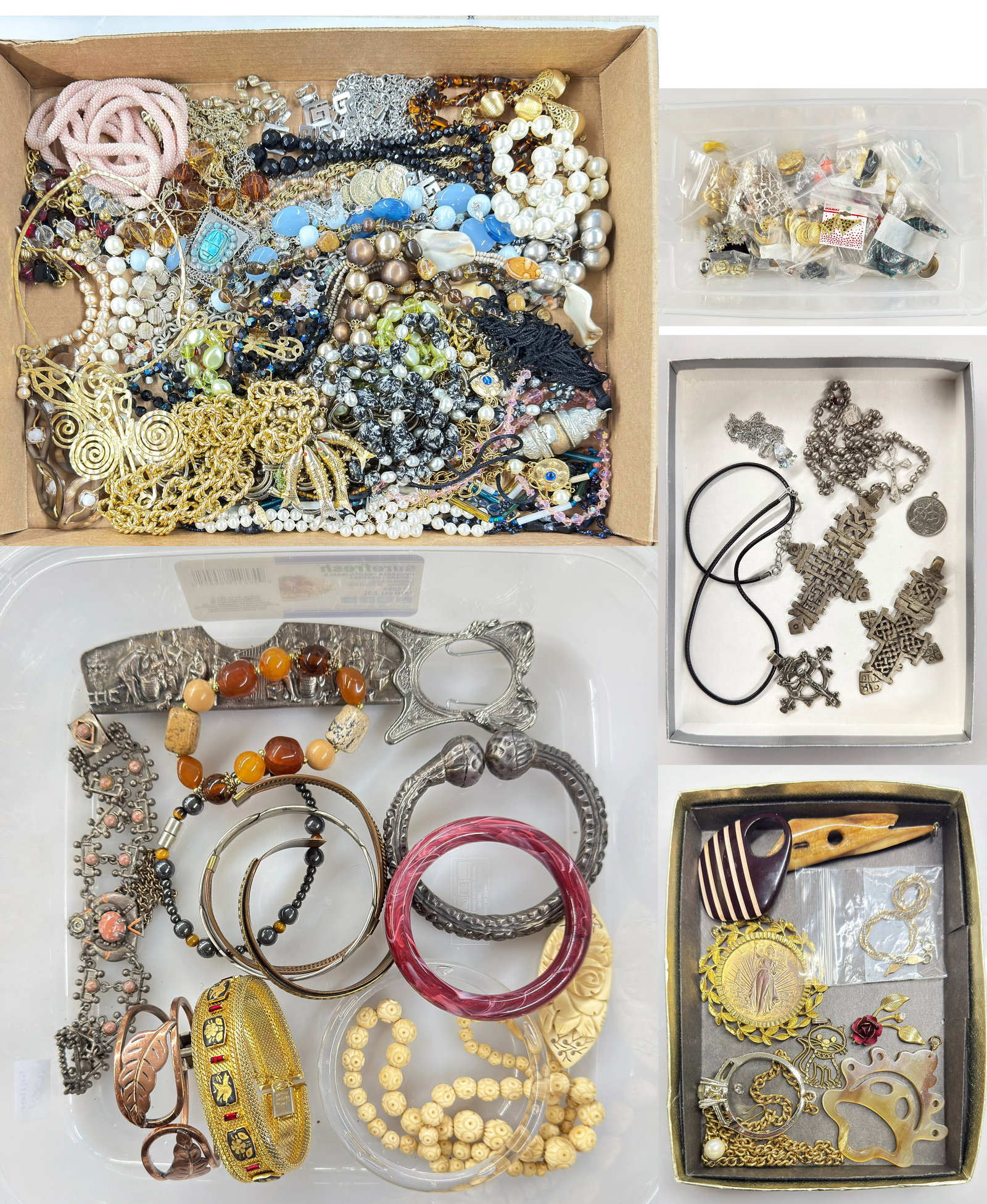 Lot Vtg. Costume Jewelry - Sterling, Earrings, Etc (1 of 11)