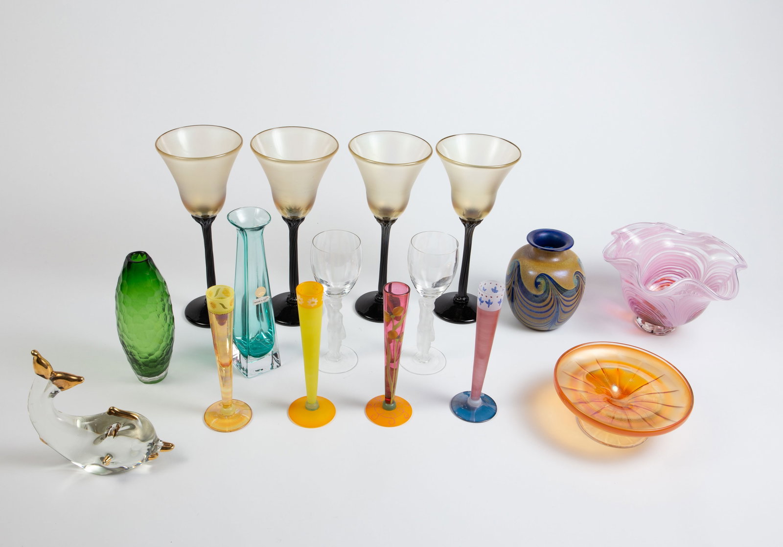 Lot of Art Glass - Vases, Goblets, Bowls. (1 of 12)