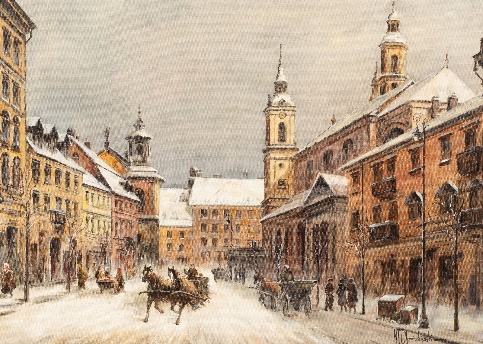 Winter Street Scene, Wladyslaw T. Chmielinski. (1 of 5)