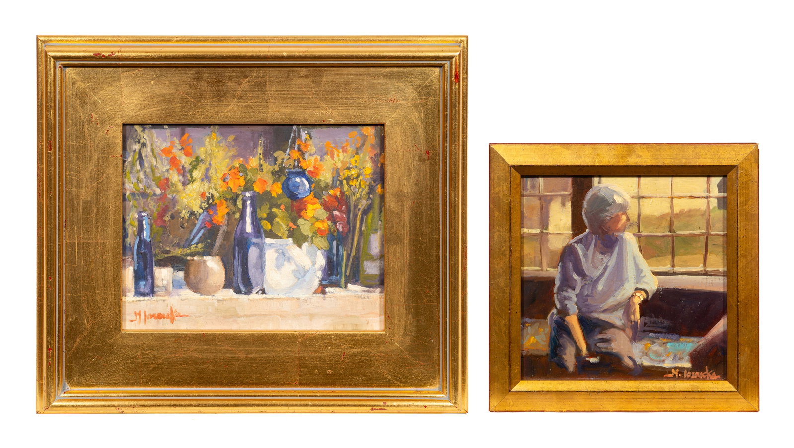 Lot of Two Small Paintings by Marlene Loznicka. (1 of 11)