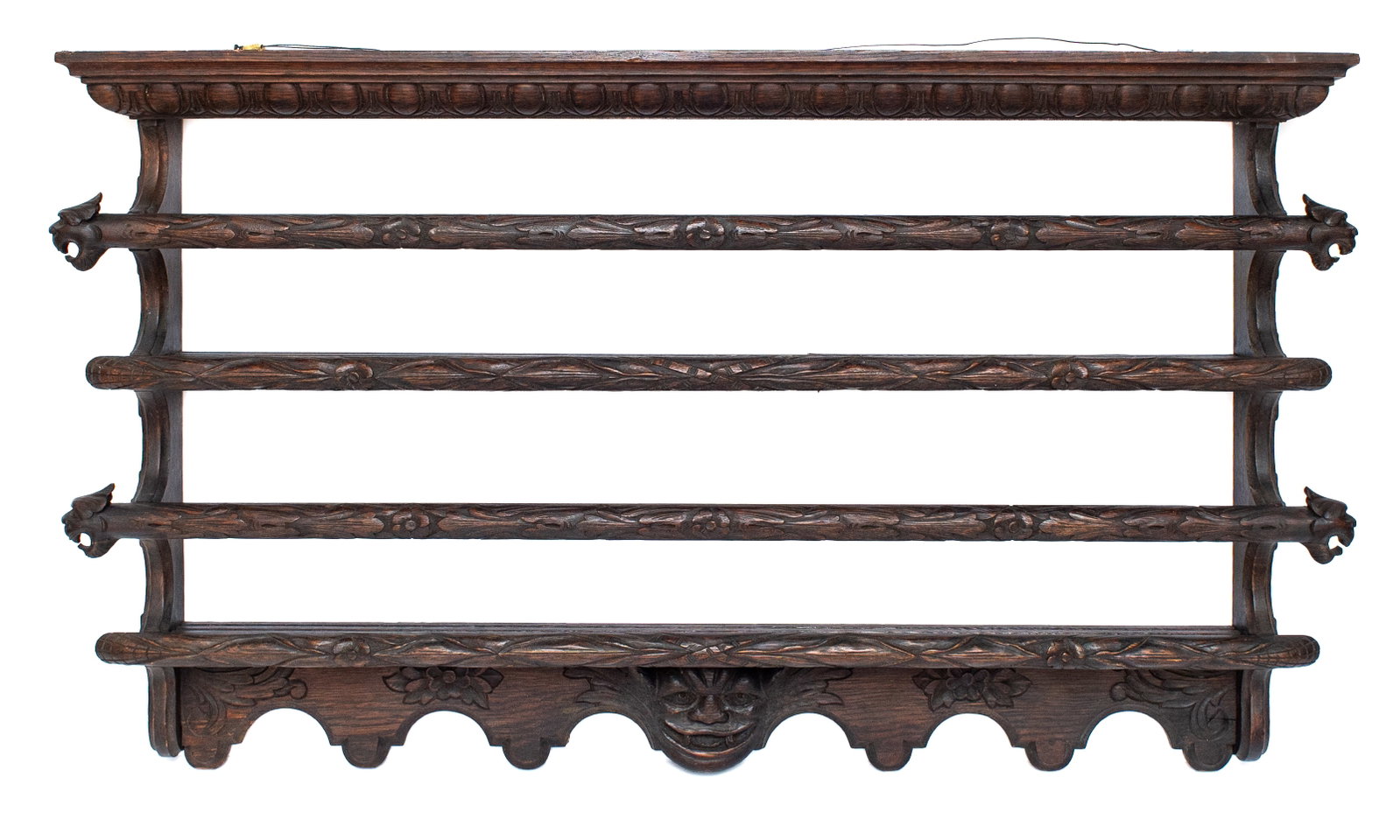 Old Black Forest Carved Wall Shelf with Griffons. (1 of 5)