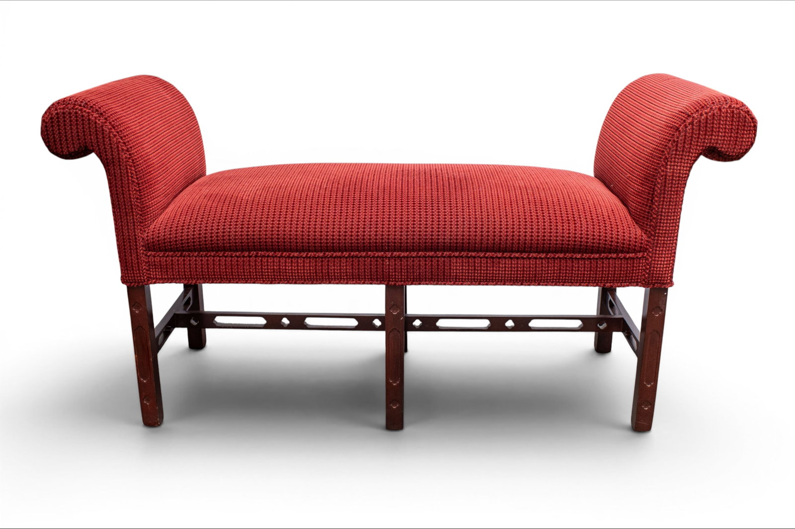 Upholstered Mahogany Bench. (1 of 2)