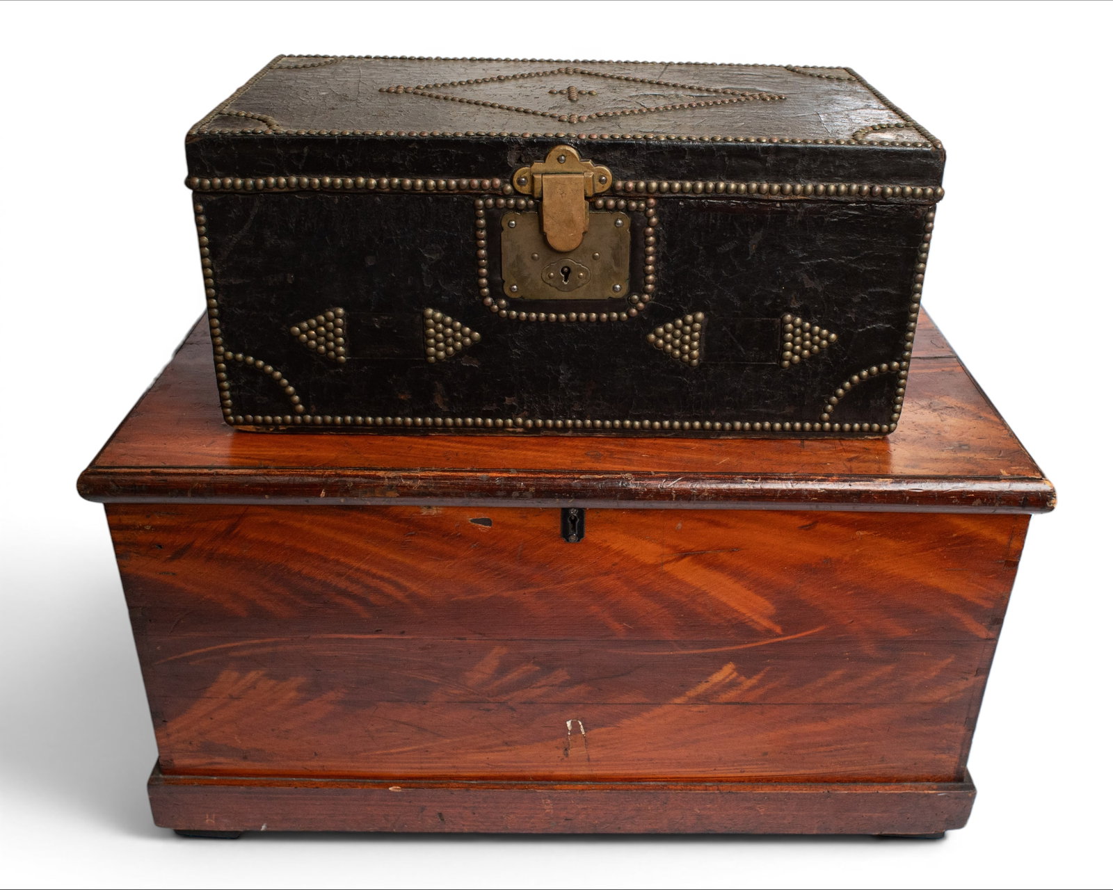 Lot of Two Early Antique Chests. (1 of 7)