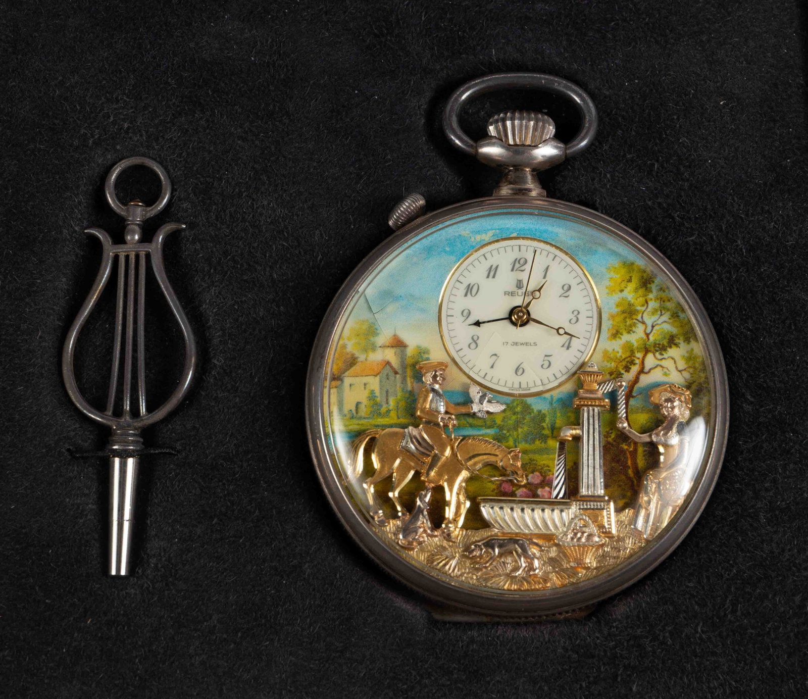Reuge 925 Automaton Music Karakuri Pocket Watch. (1 of 10)