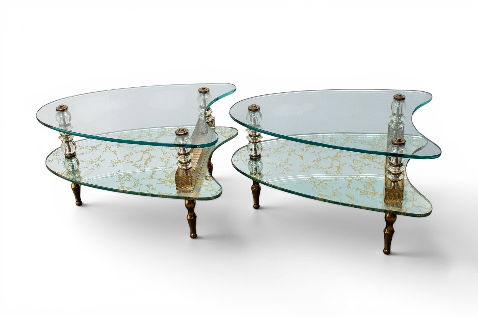 Pair of Hollywood Regency Style Glass Top Tables. (1 of 3)