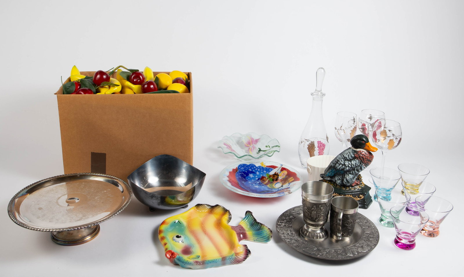 Lot: - Faux Fruit, Drinkware, Silverplate, More. (1 of 14)