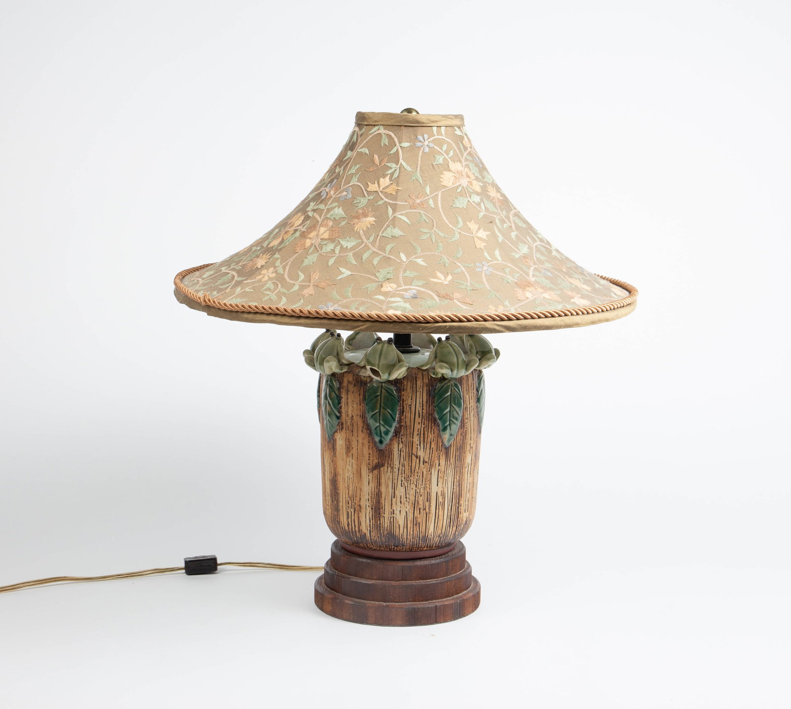 Frog Pottery Lamp w/ Tapestry Shade. (1 of 8)