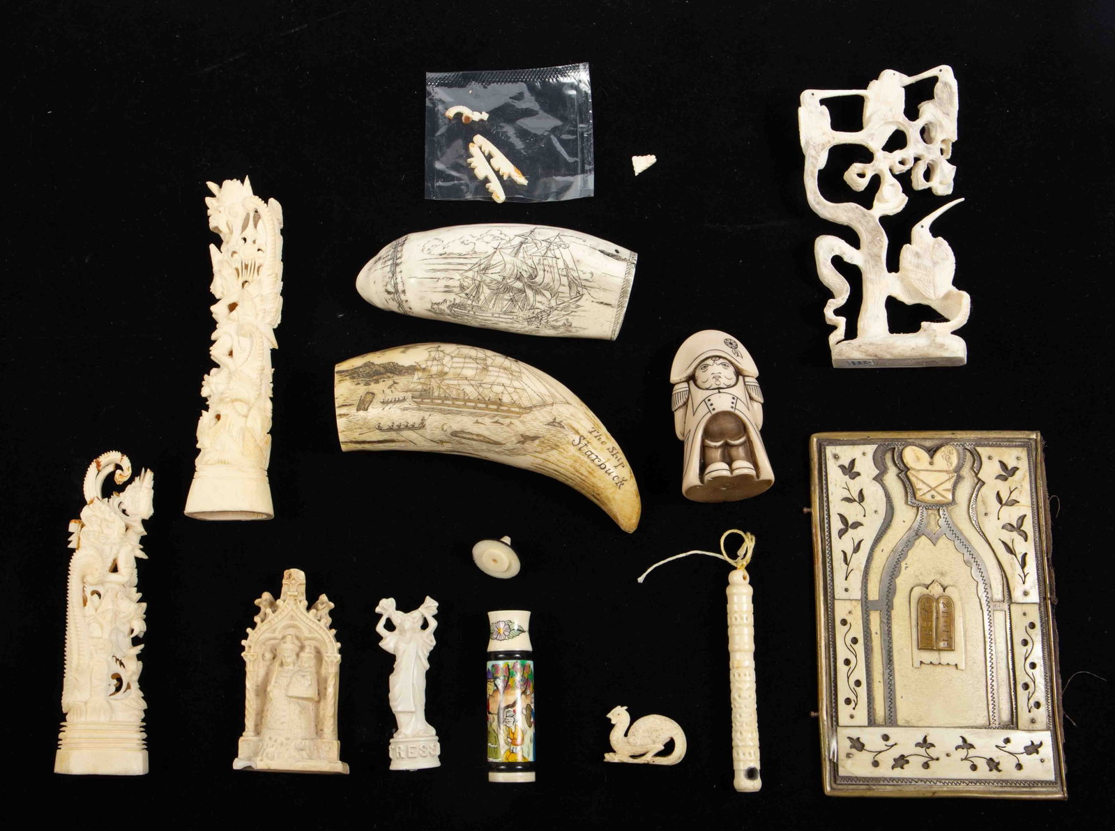 Lot of Carved Bone & Composition Items - Biccard. (1 of 15)