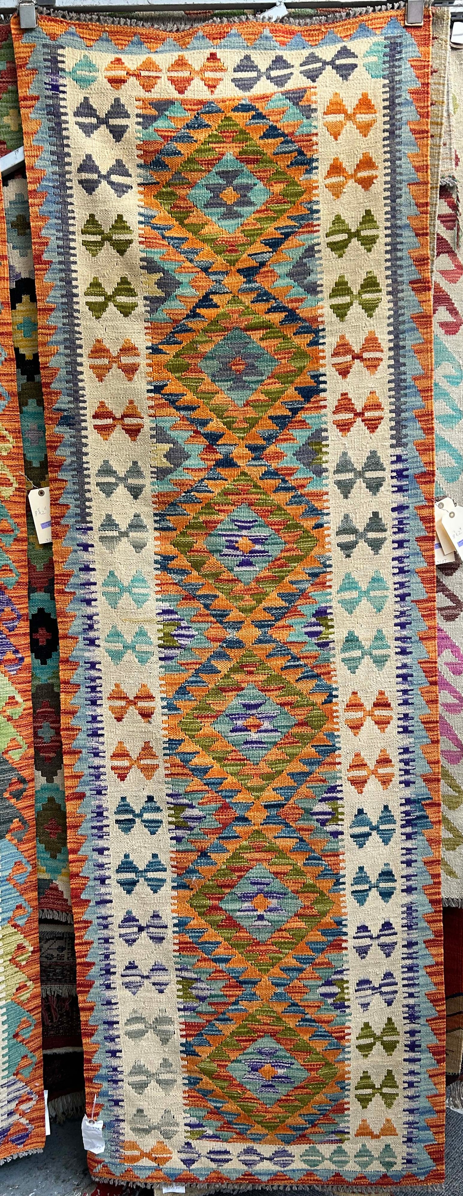 2' 9" x 8' 7" Colorful Kelim Runner Rug. (1 of 4)