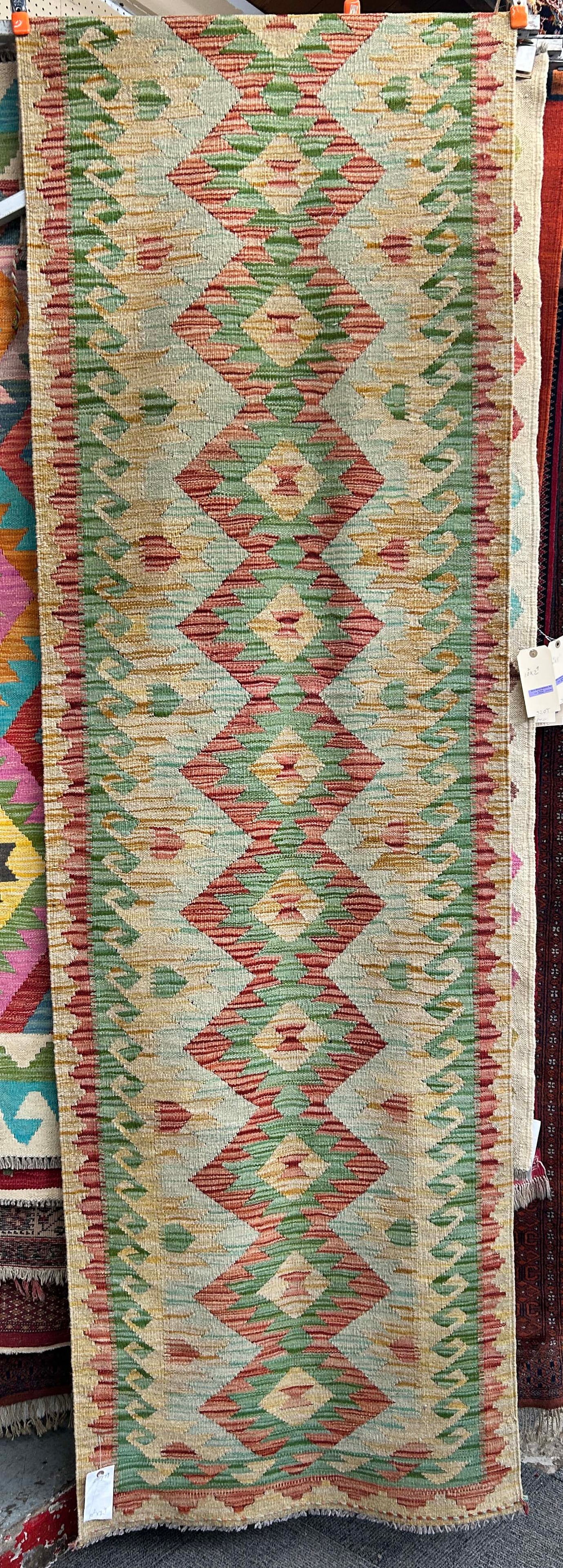 2' 9" x 10' 2" Kelim Runner Rug w/ Muted Colors. (1 of 3)