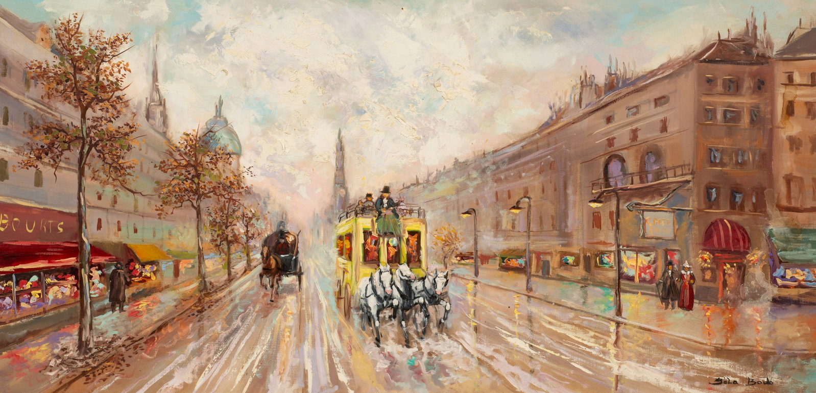 French Impressionist Street Scene, Bela Bodo. (1 of 5)