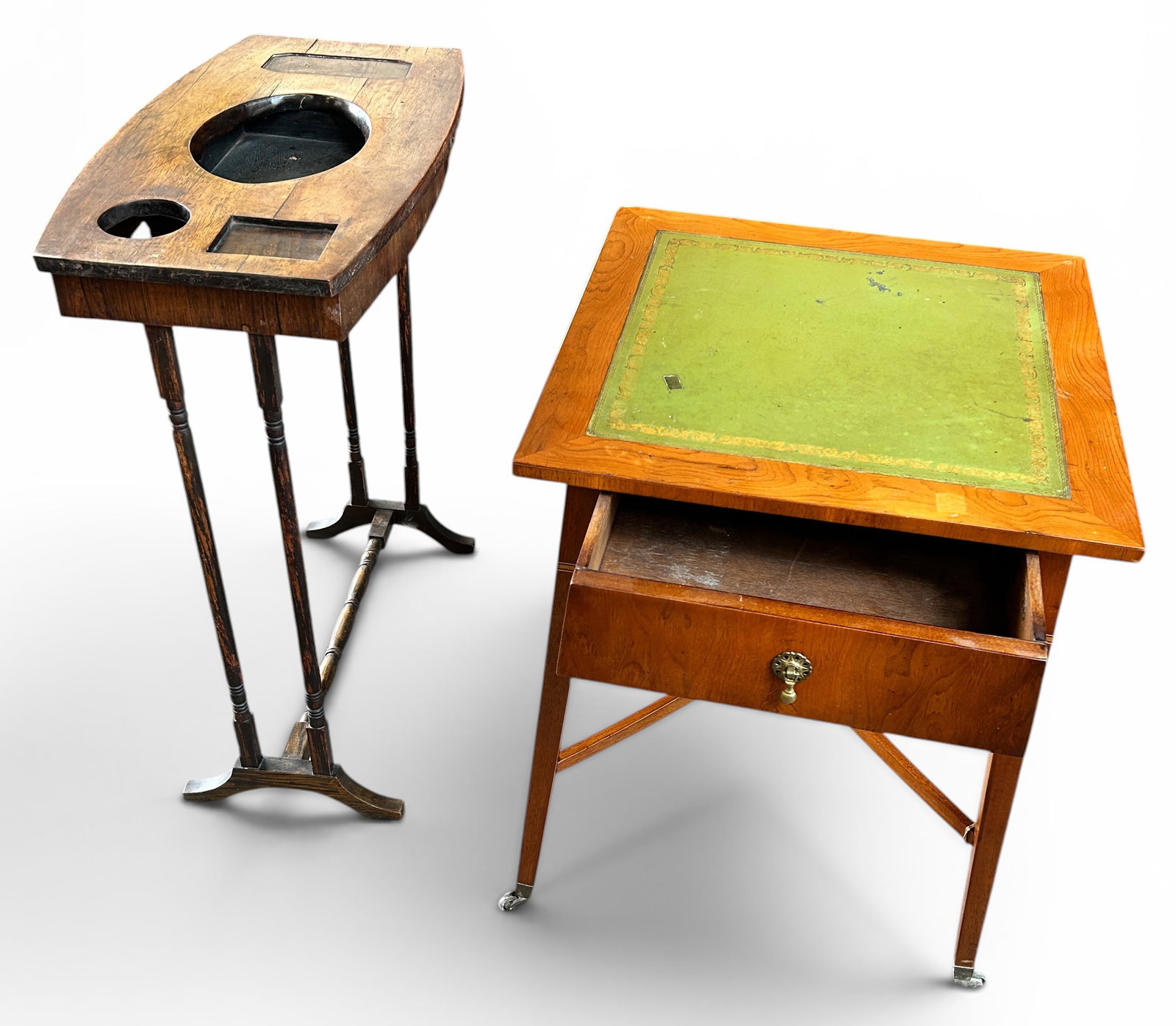 End Table & Antique Wash Stand. (1 of 2)